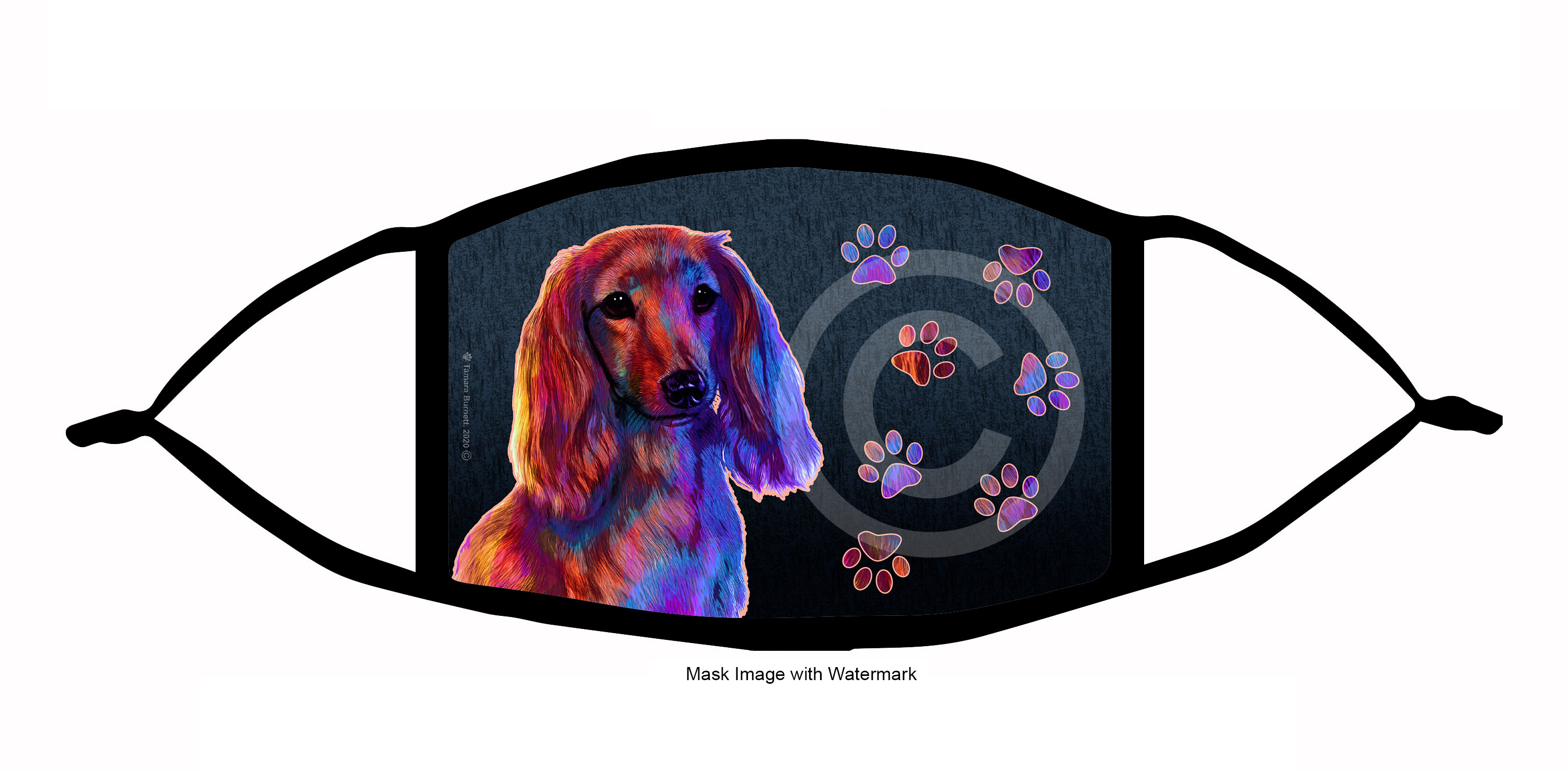Dachshund (Longhaired Red) Funky Pups Cloth Face Mask Image