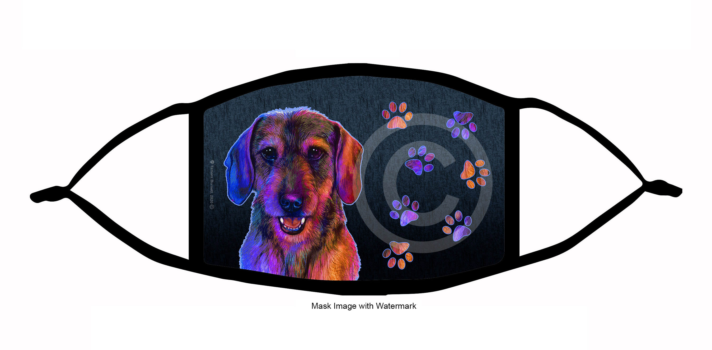 Dachshund (Wirehaired Wild Boar) Funky Pups Cloth Face Mask Image