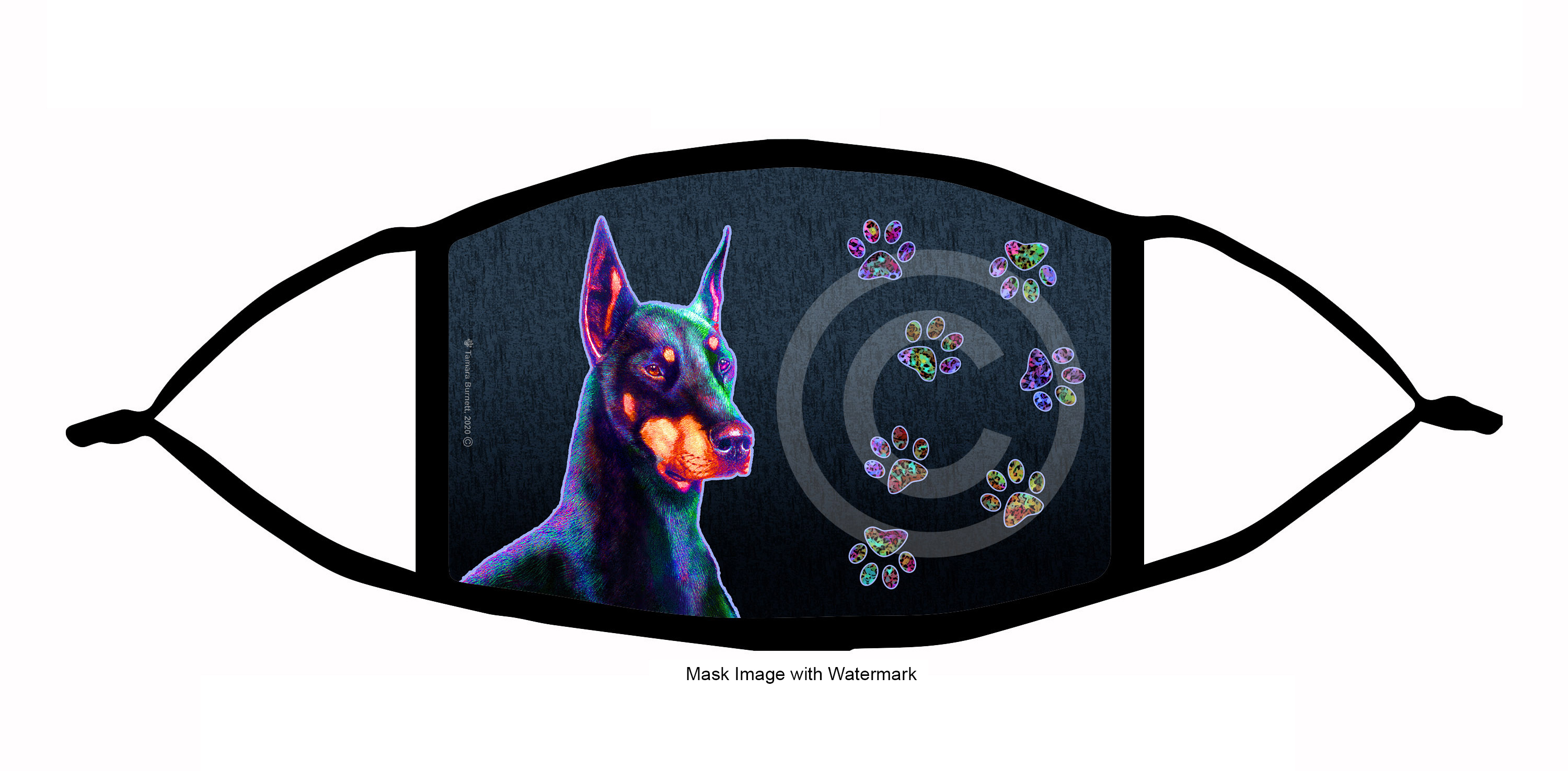 Doberman Pinscher (Black and Tan Cropped) Funky Pups Cloth Face Mask Image