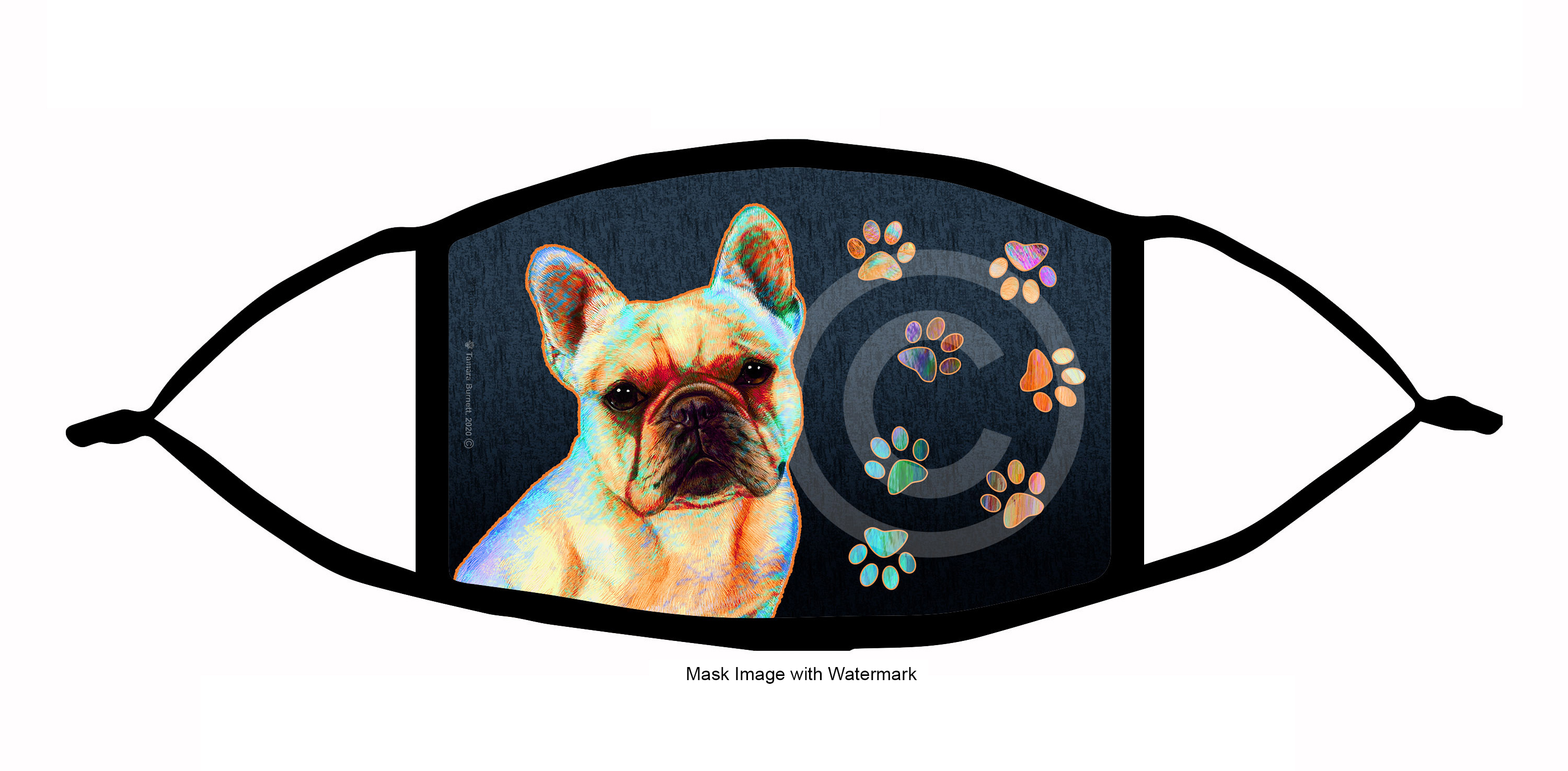 French Bulldog (Cream) Funky Pups Cloth Face Mask Image