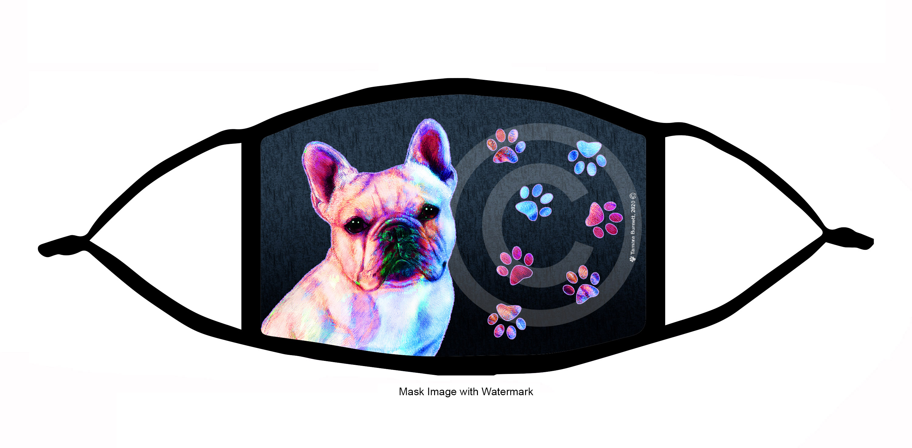 French Bulldog (White) Funky Pups Cloth Face Mask Image