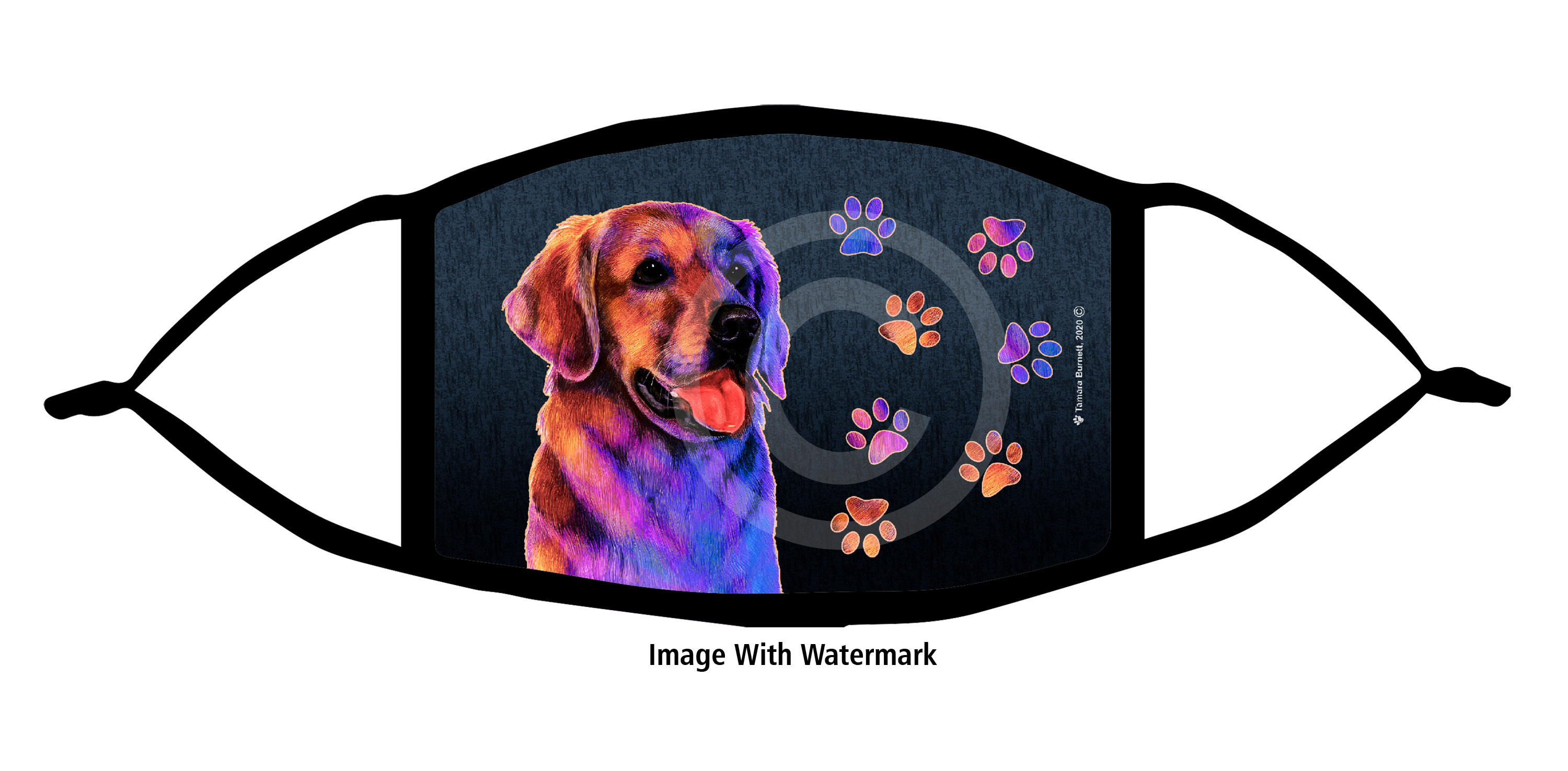 Golden Retriever Red Funky Pups Cloth Face Mask image