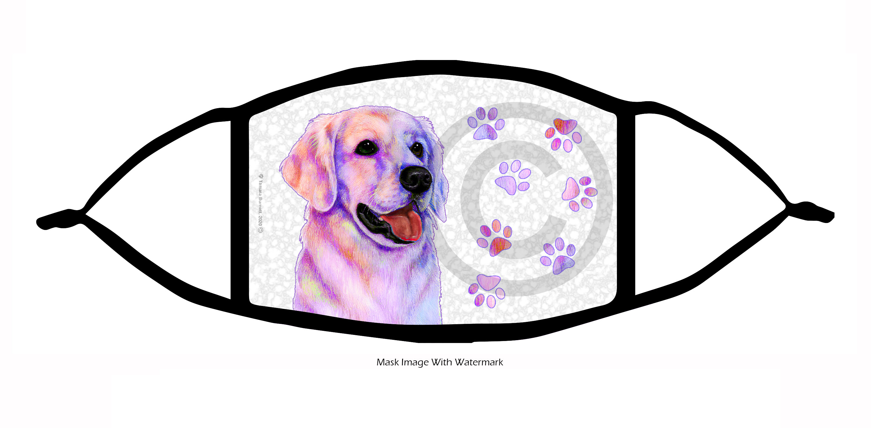 Golden Retriever (Gold) Groovy Paws Cloth Face Mask Image