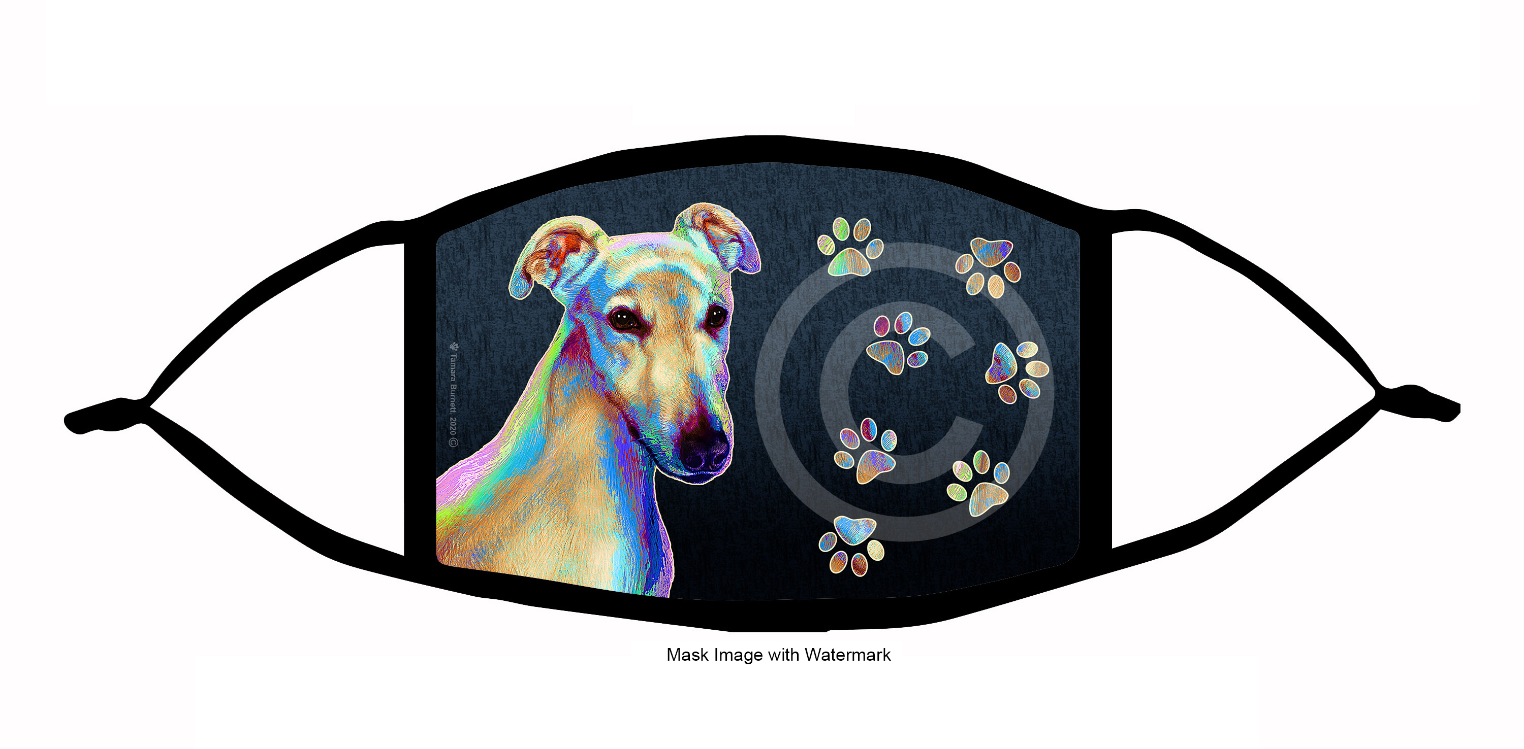 Greyhound (Cream) Funky Pups Cloth Face Mask Image