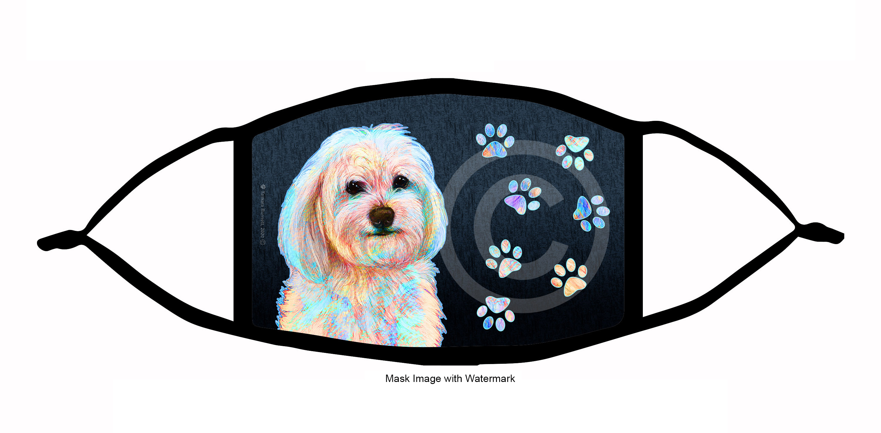 Havanese (White) Funky Pups Cloth Face Mask Image