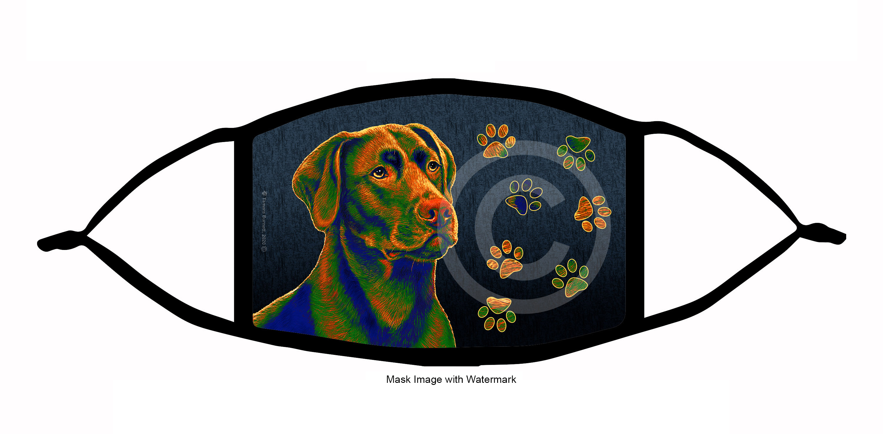 Labrador (American Chocolate) Funky Pups Cloth Face Mask Image Labrador (American Chocolate) Funky Pups Cloth Face Mask Image