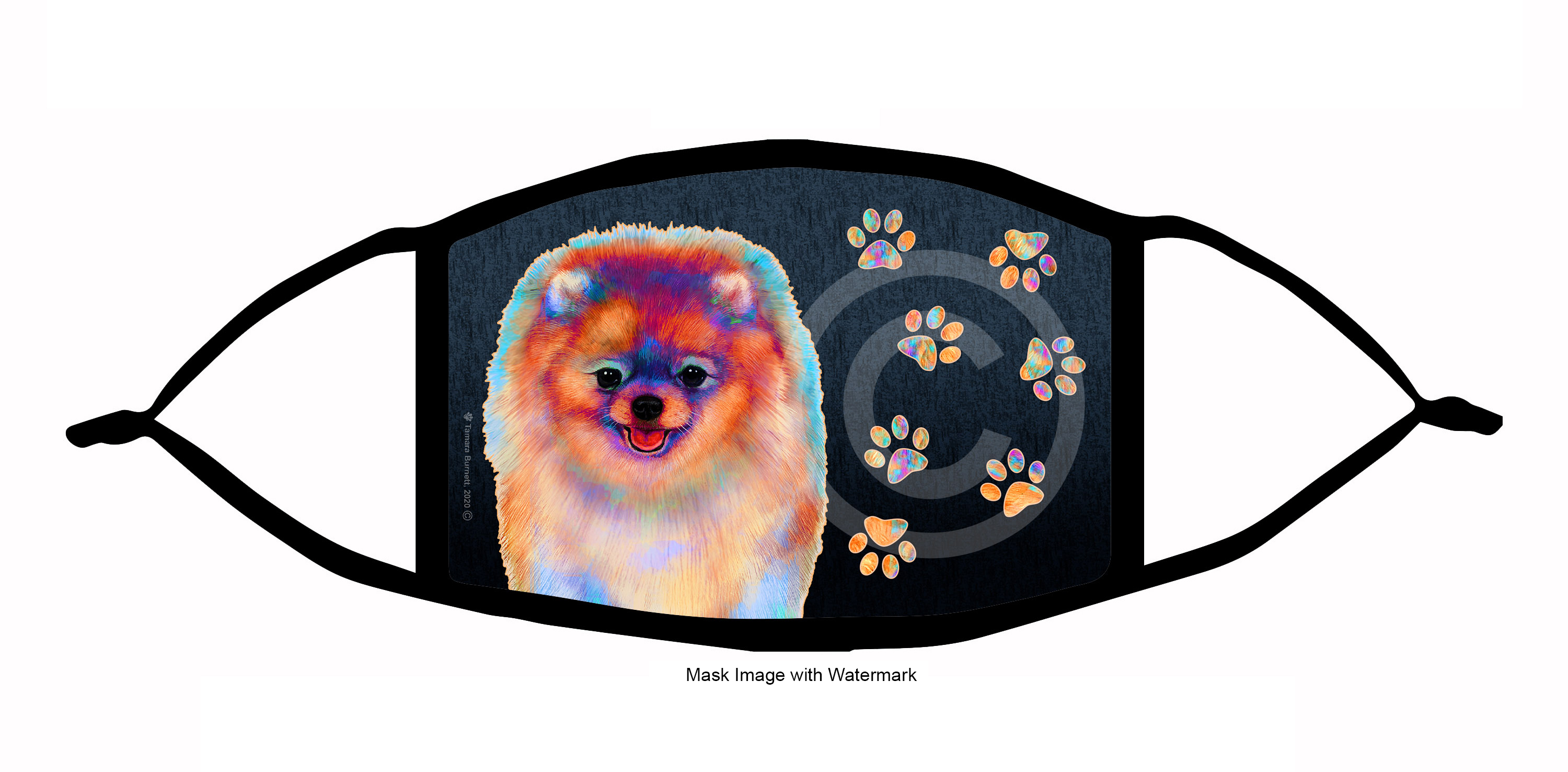 Pomeranian (Orange) Funky Pups Cloth Face Mask Image