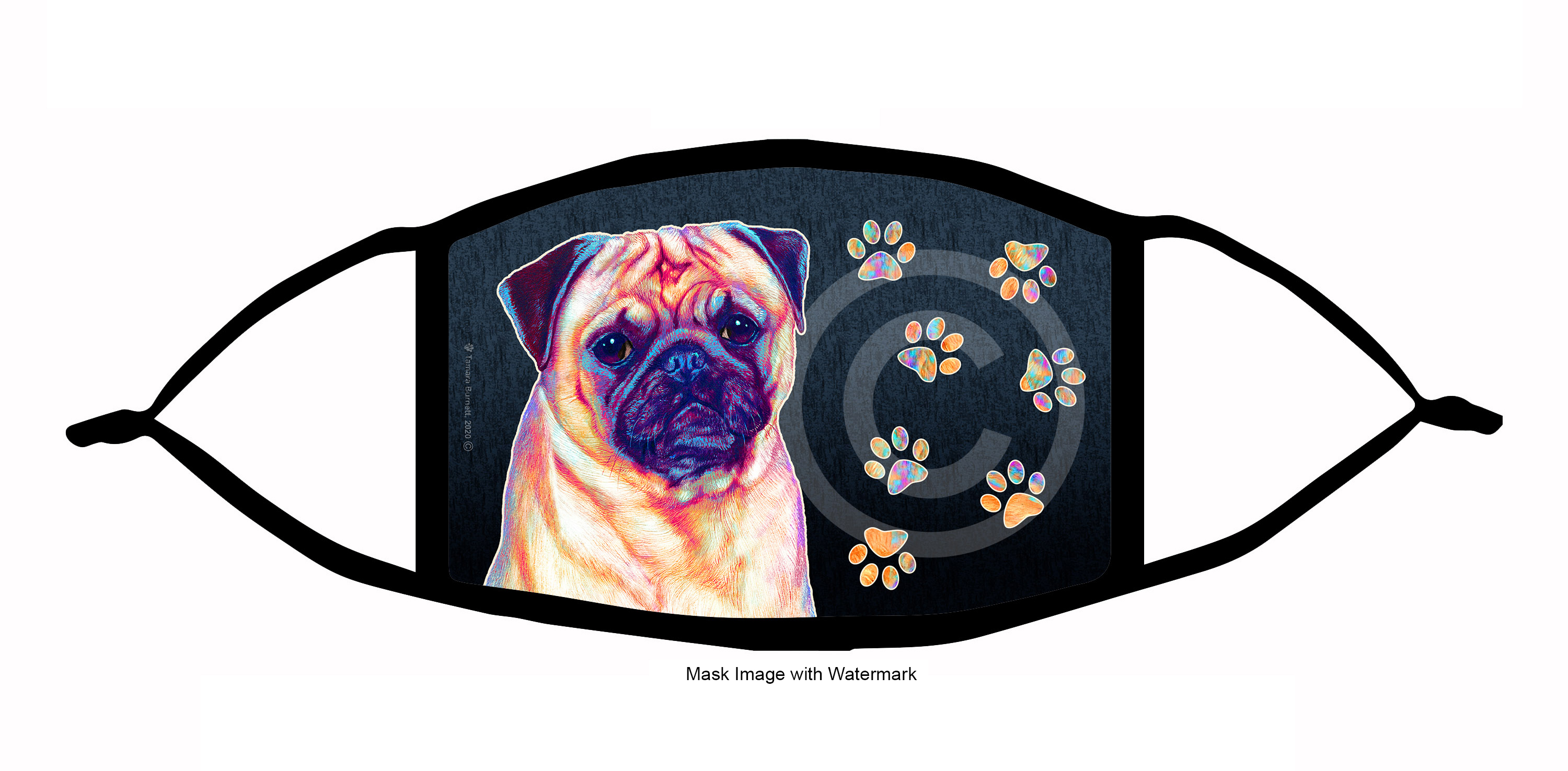 Pug (Fawn) Funky Pups Cloth Face Mask Image