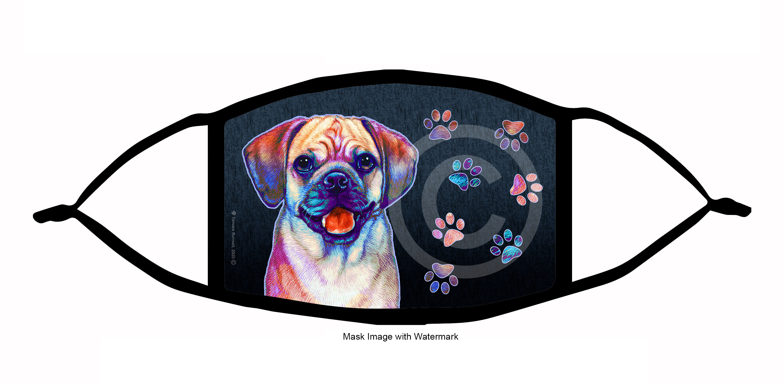 Puggle (Fawn) Funky Pups Cloth Face Mask Image