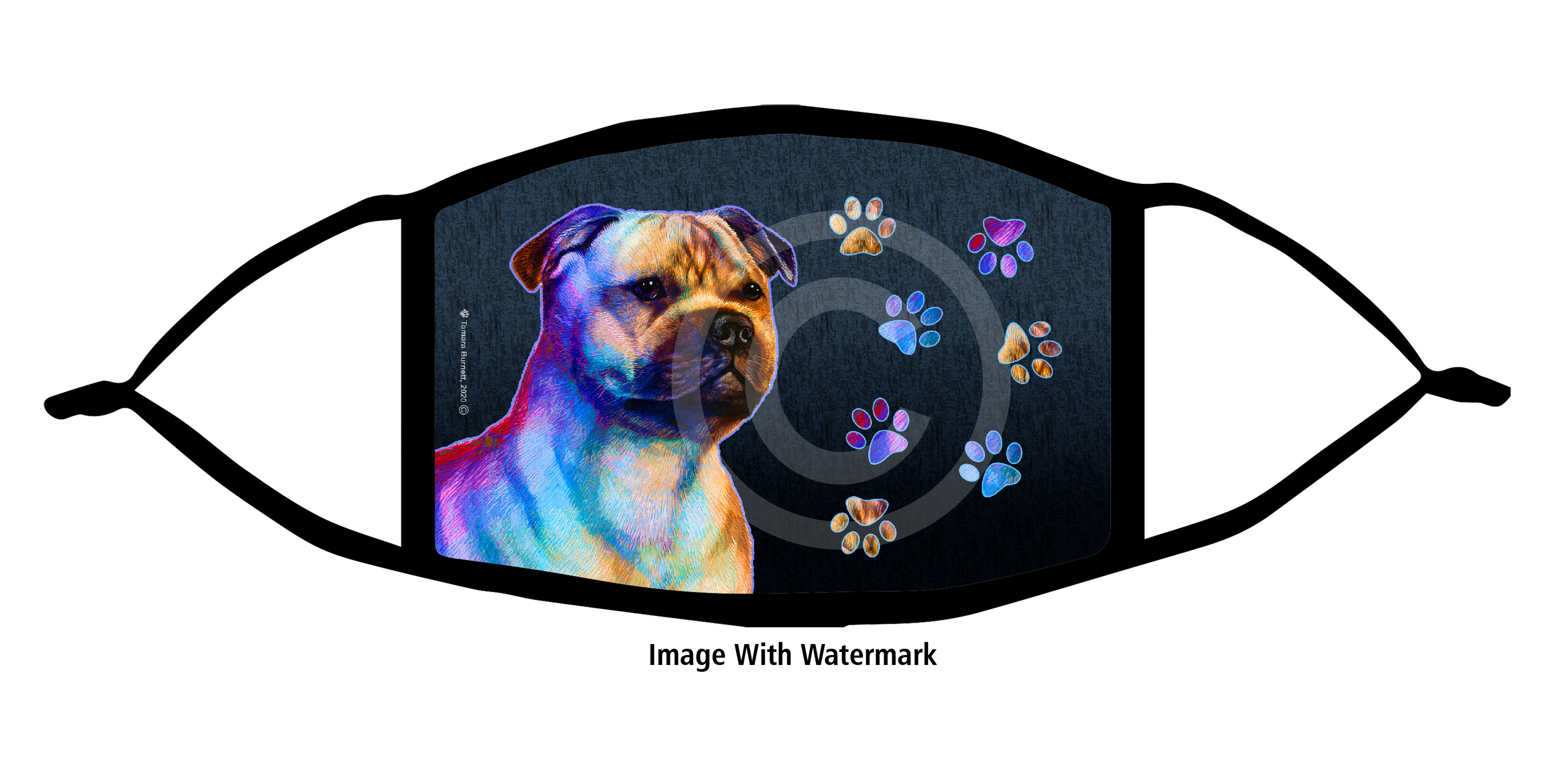 Staffordshire Bull Terrier Fawn Funky Pups Cloth Face Mask image