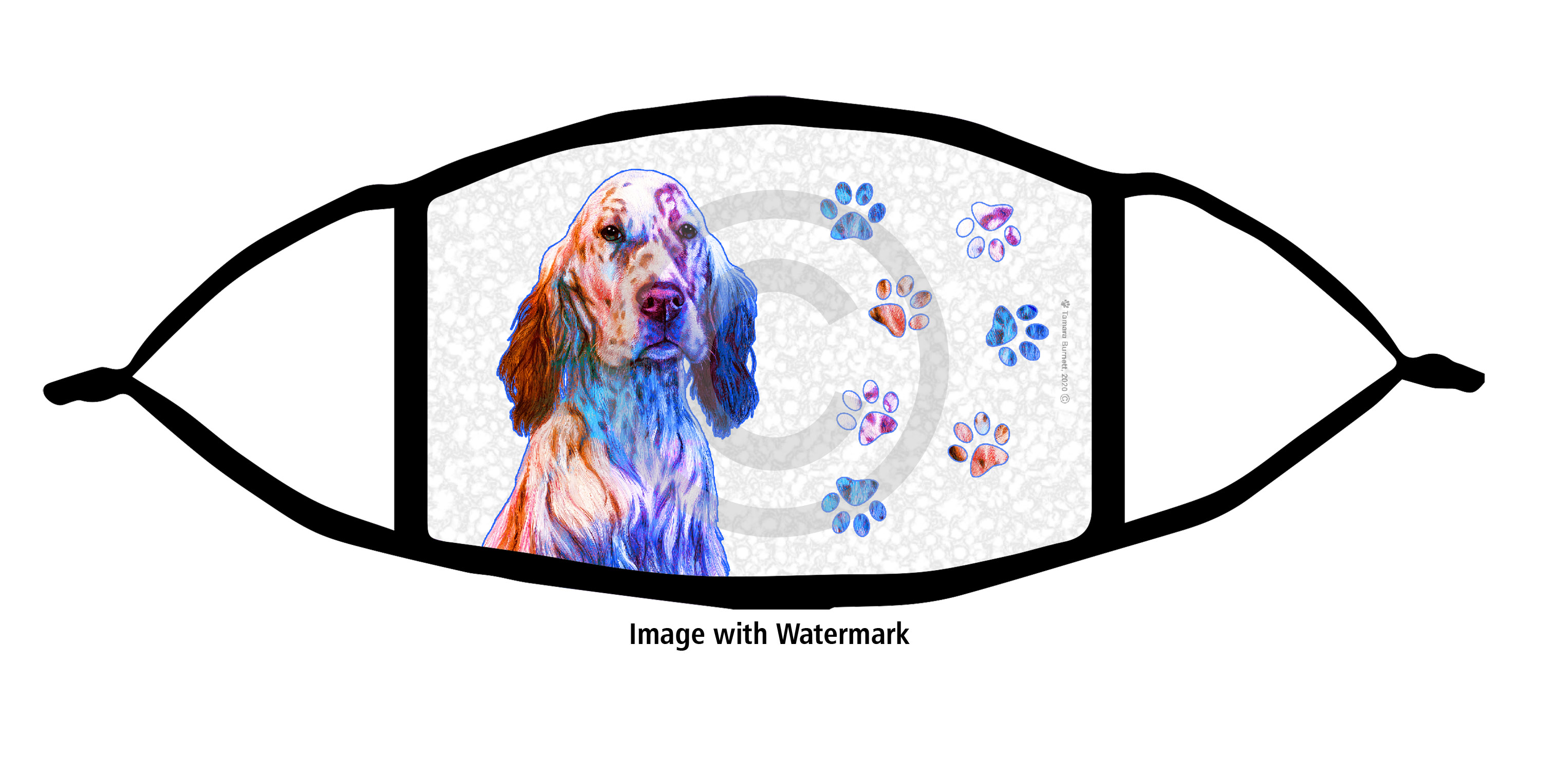 English Setter Orange Groovy Paws Cloth Face Mask image