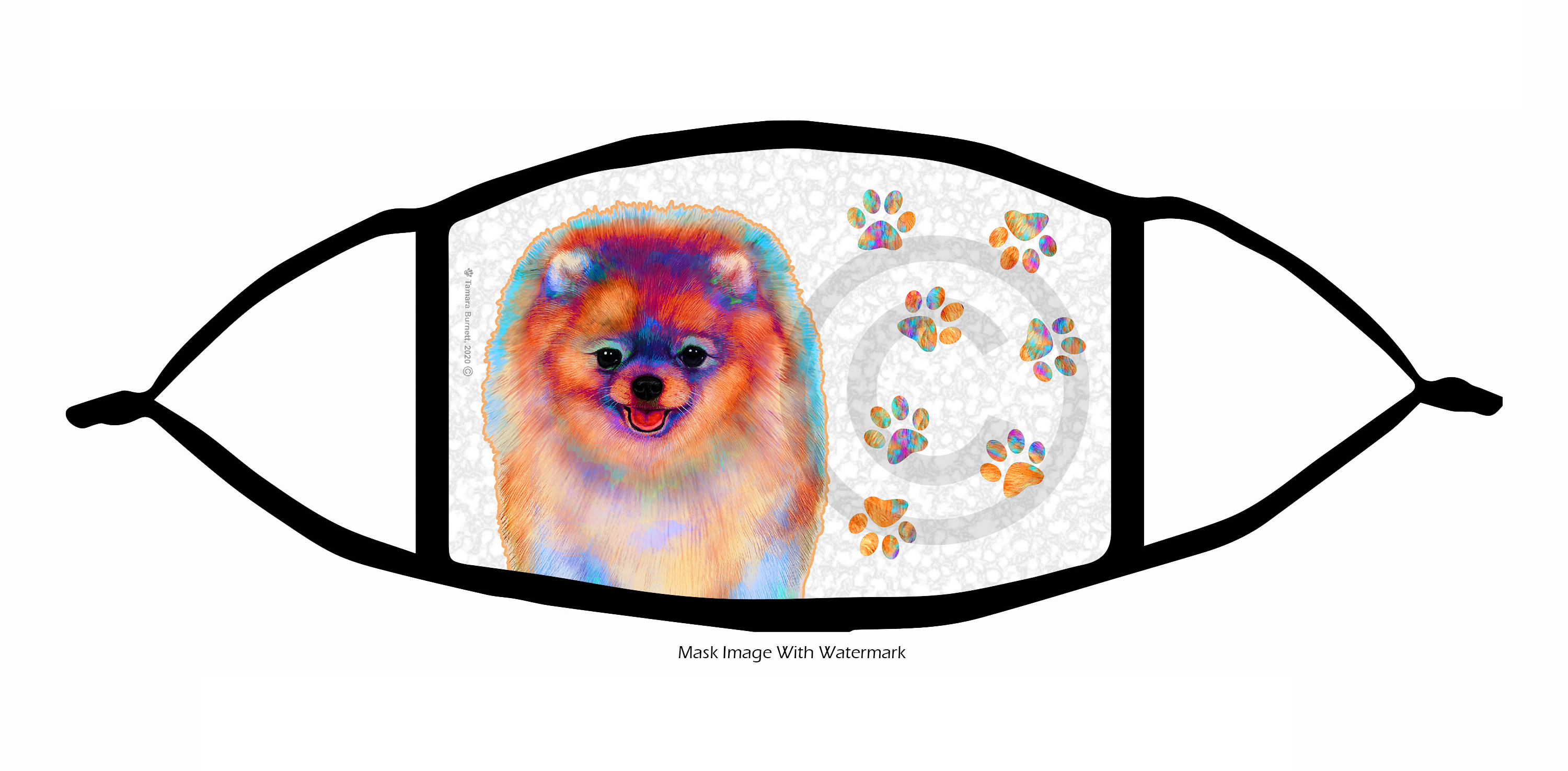 Pomeranian (Orange) Groovy Paws Cloth Face Mask image