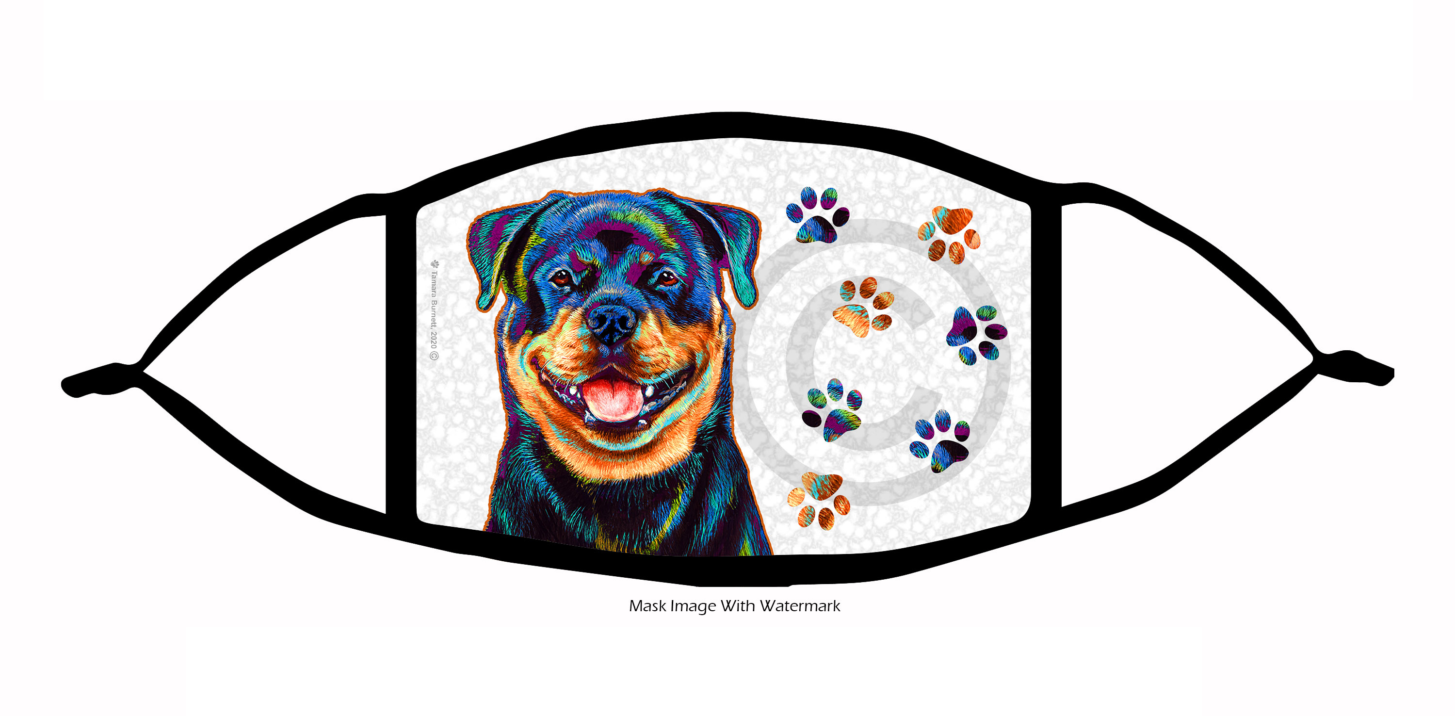 Rottweiler Groovy Paws Cloth Face Mask image