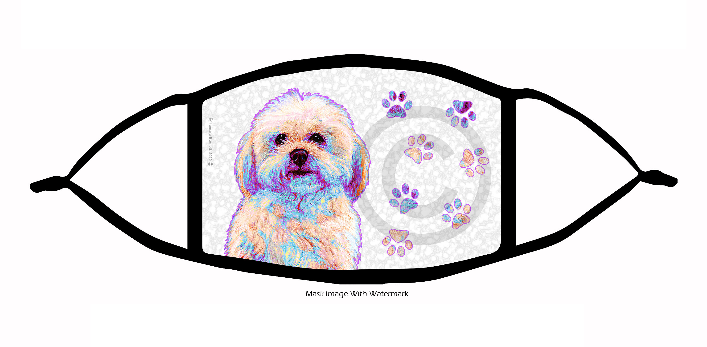 Shih-poo Groovy Paws Cloth Face Mask Image