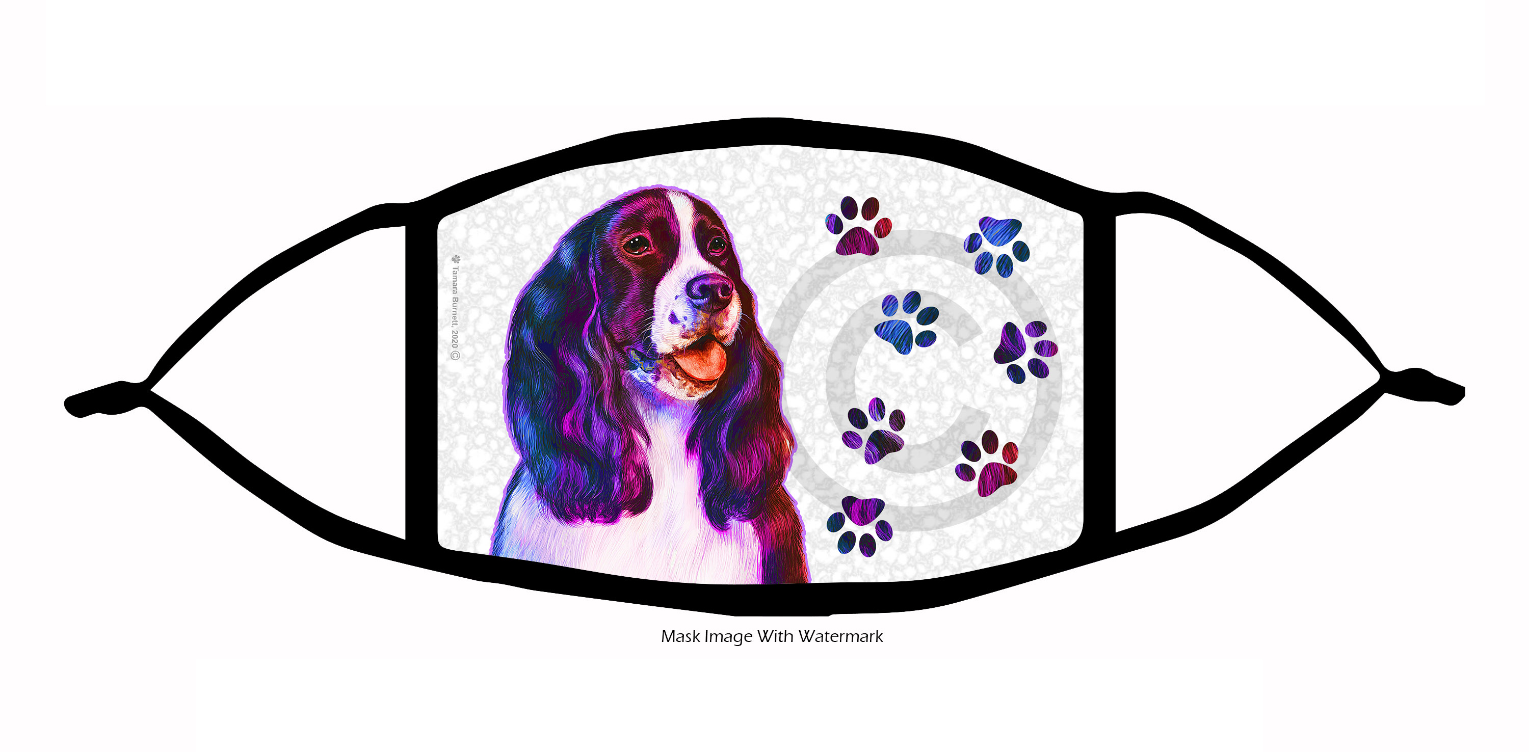 Springer Spaniel (Liver and White) Groovy Paws Cloth Face Mask image
