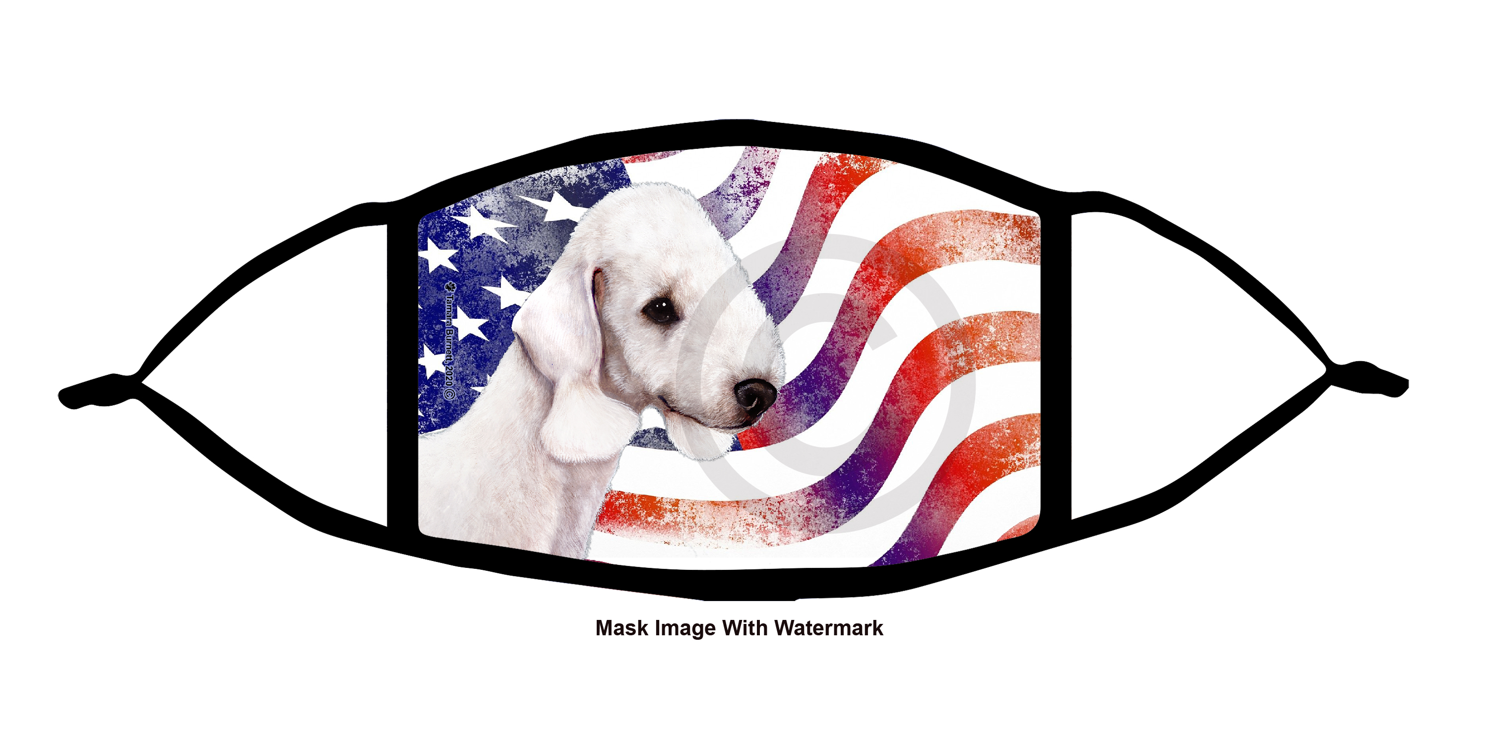 Bedlington Terrier (White) Patriotic Pups Cloth Face Mask image