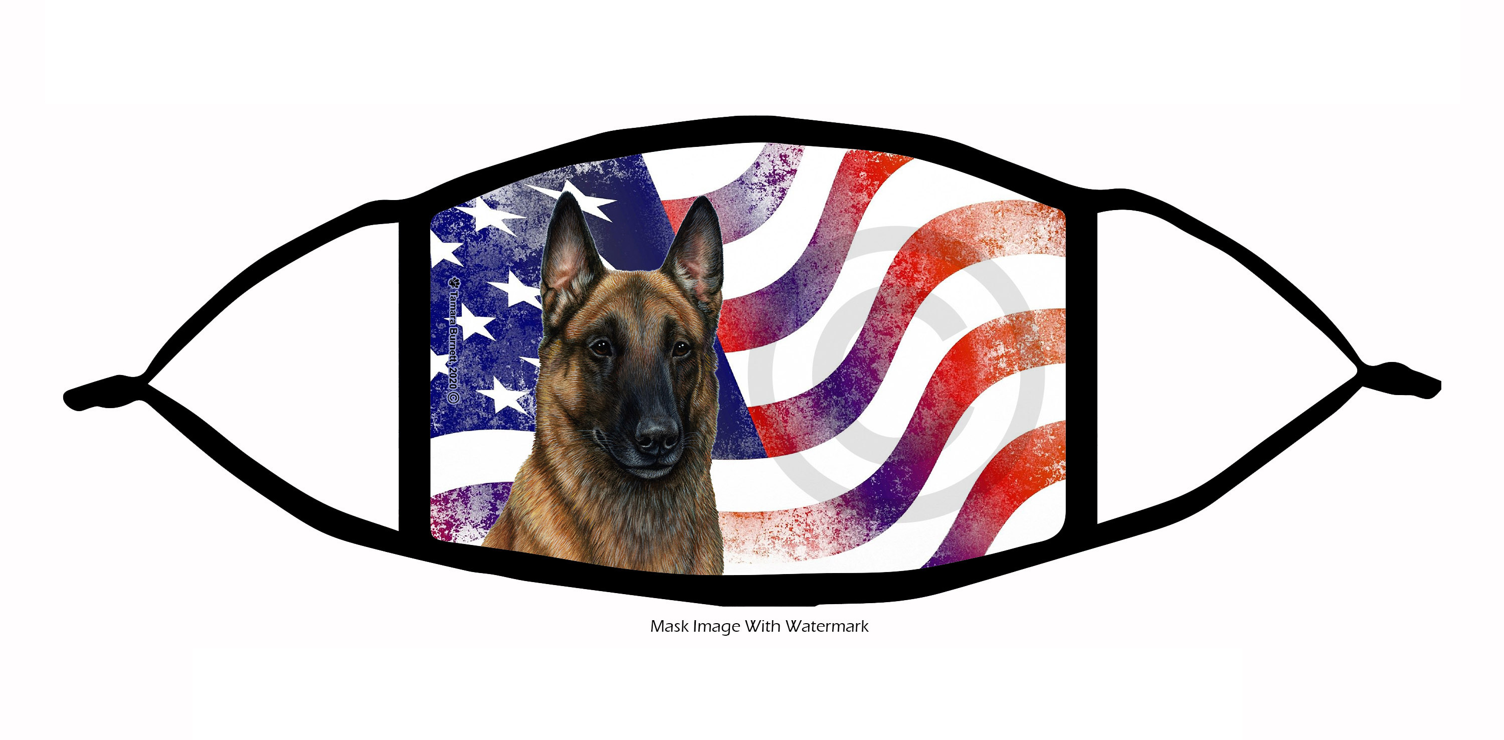 Belgian Malinois (Fawn) Patriotic Pups Cloth Face Mask image