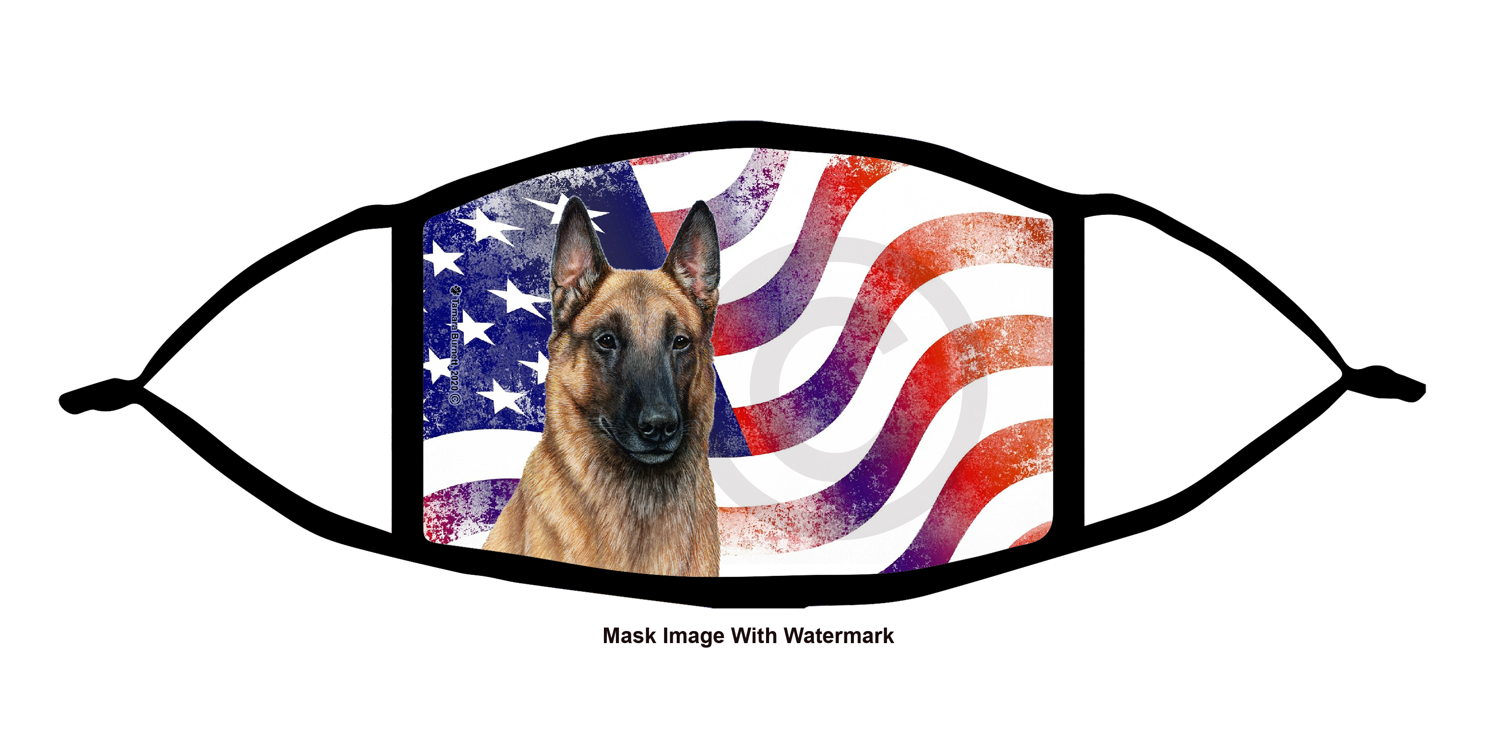 Belgian Malinois (Light Fawn) Patriotic Pups Cloth Face Mask image