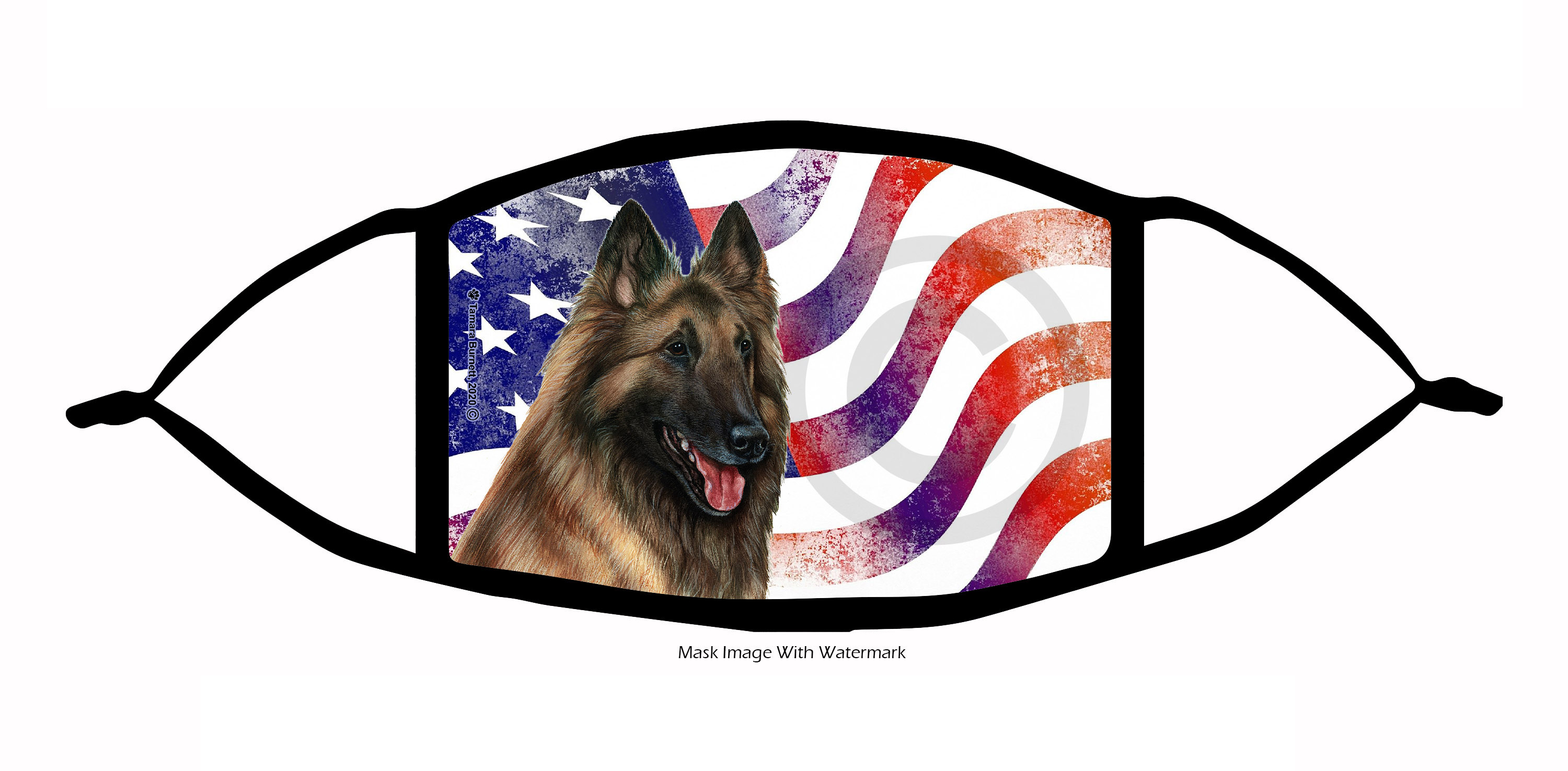 Belgian Tervuren (Fawn) Patriotic Pups Cloth Face Mask image