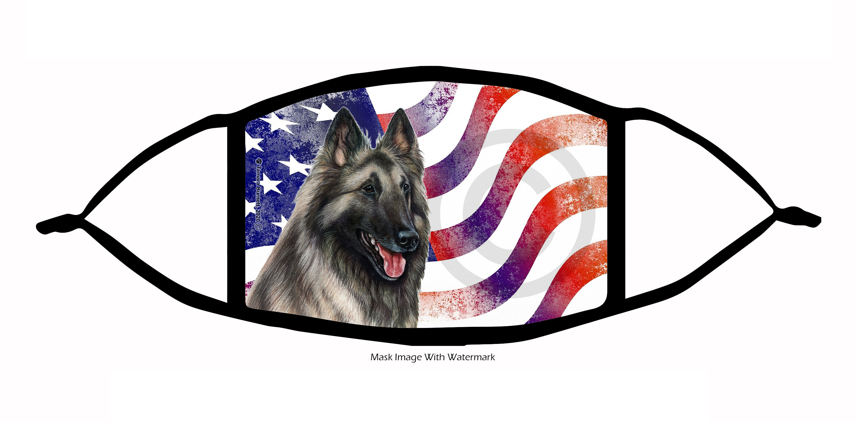 Belgian Tervuren (Grey) Patriotic Pups Cloth Face Mask Image