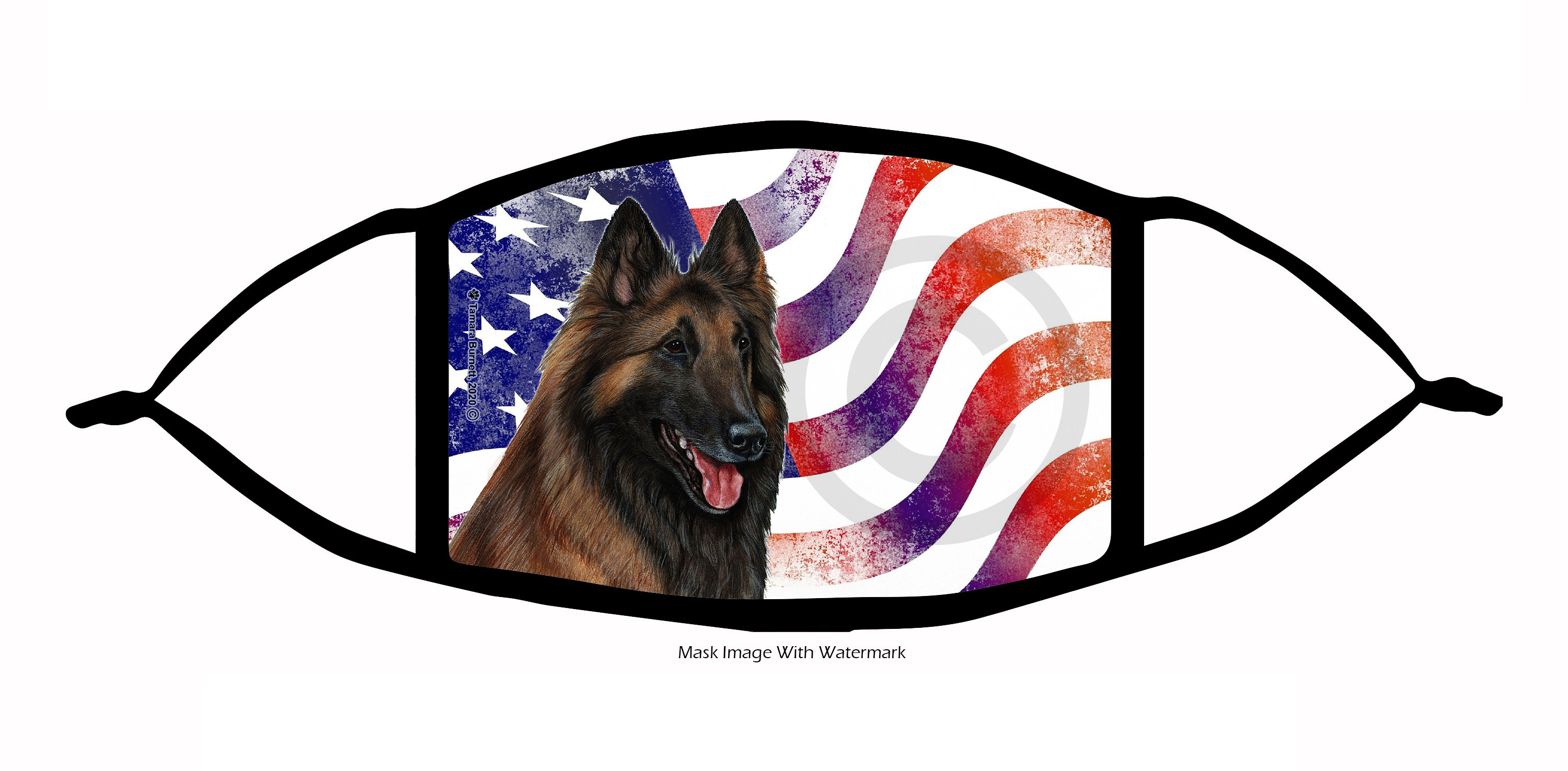 Belgian Tervuren (Mahogany) Patriotic Pups Cloth Face Mask Image