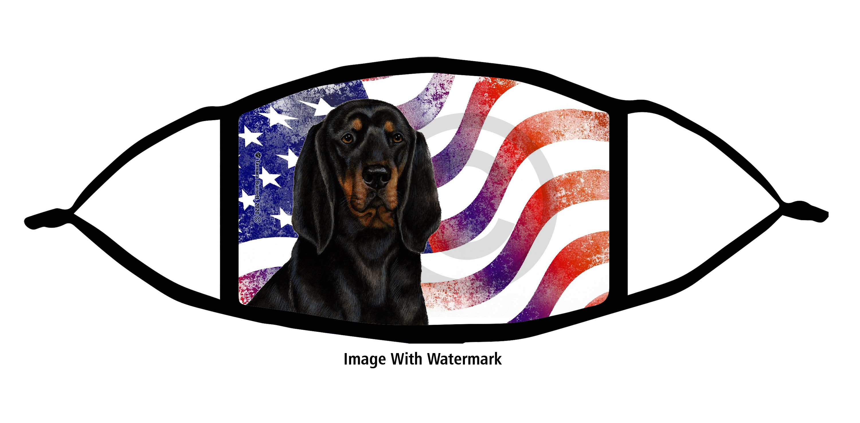 Coonhound (Black & Tan) Patriotic Pups Cloth Face Mask Image