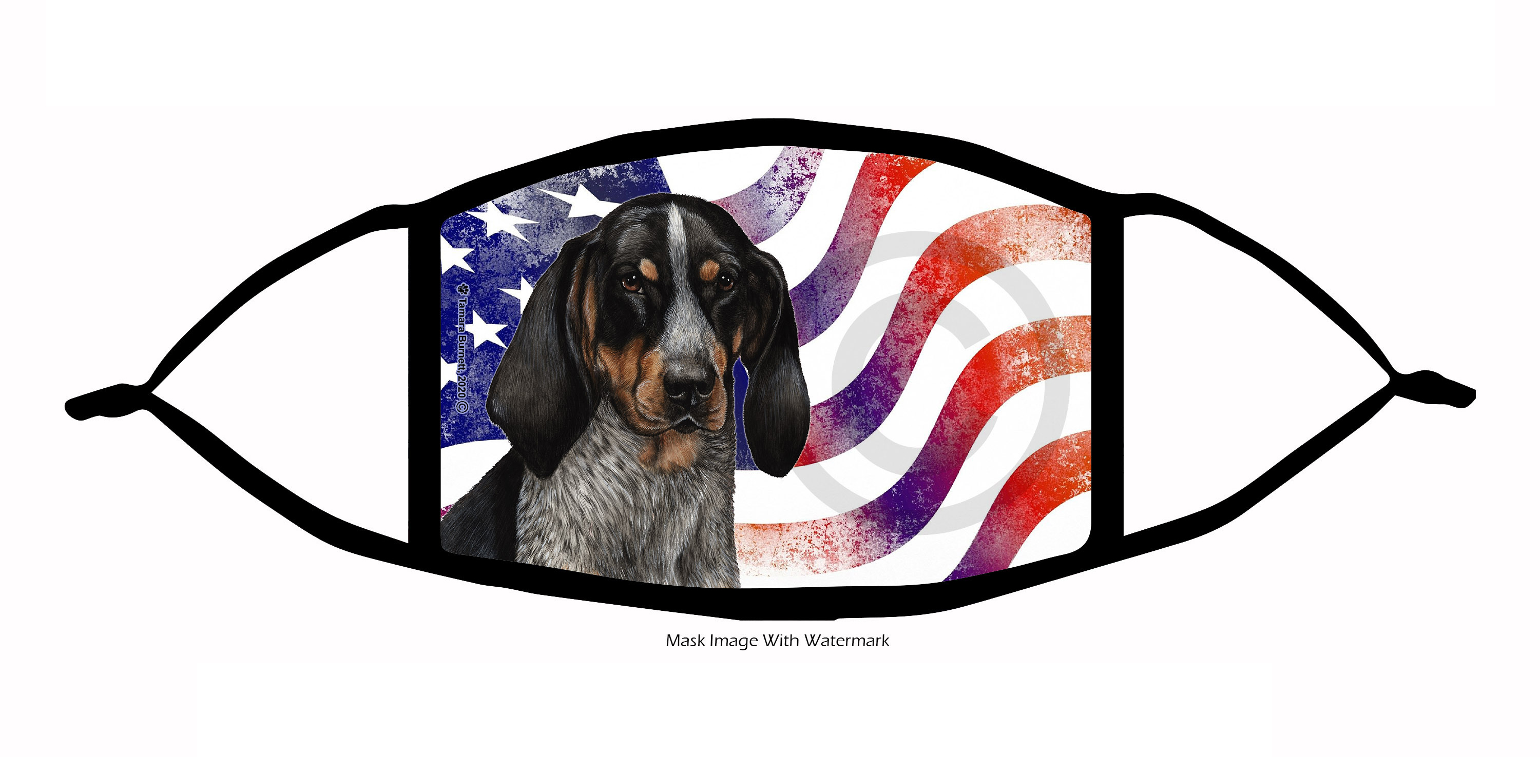 Blue Tick Coonhound Patriotic Pups Cloth Face Mask image