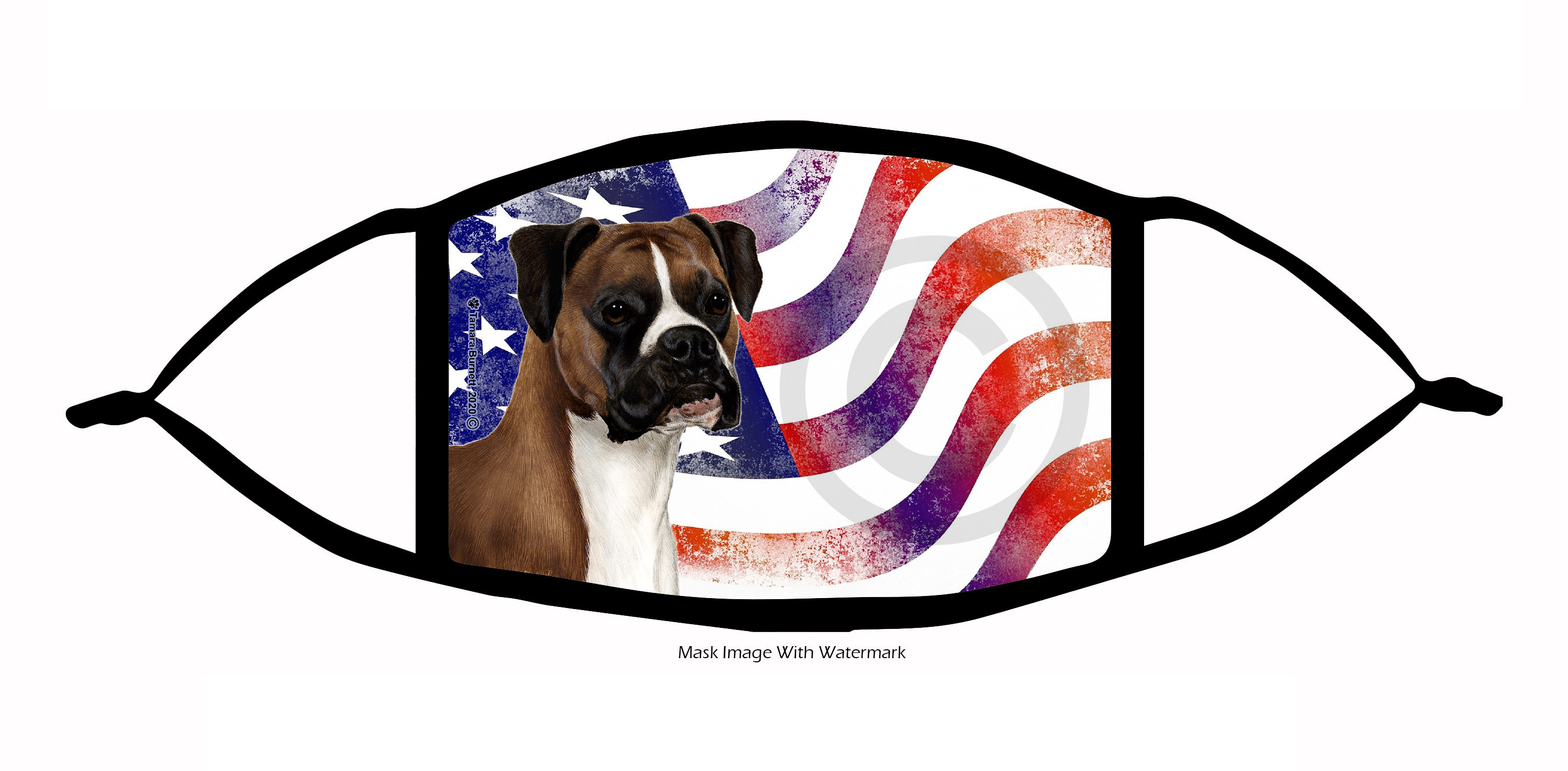 Boxer (Fawn and White Drop Ears) Patriotic Pups Cloth Face Mask image