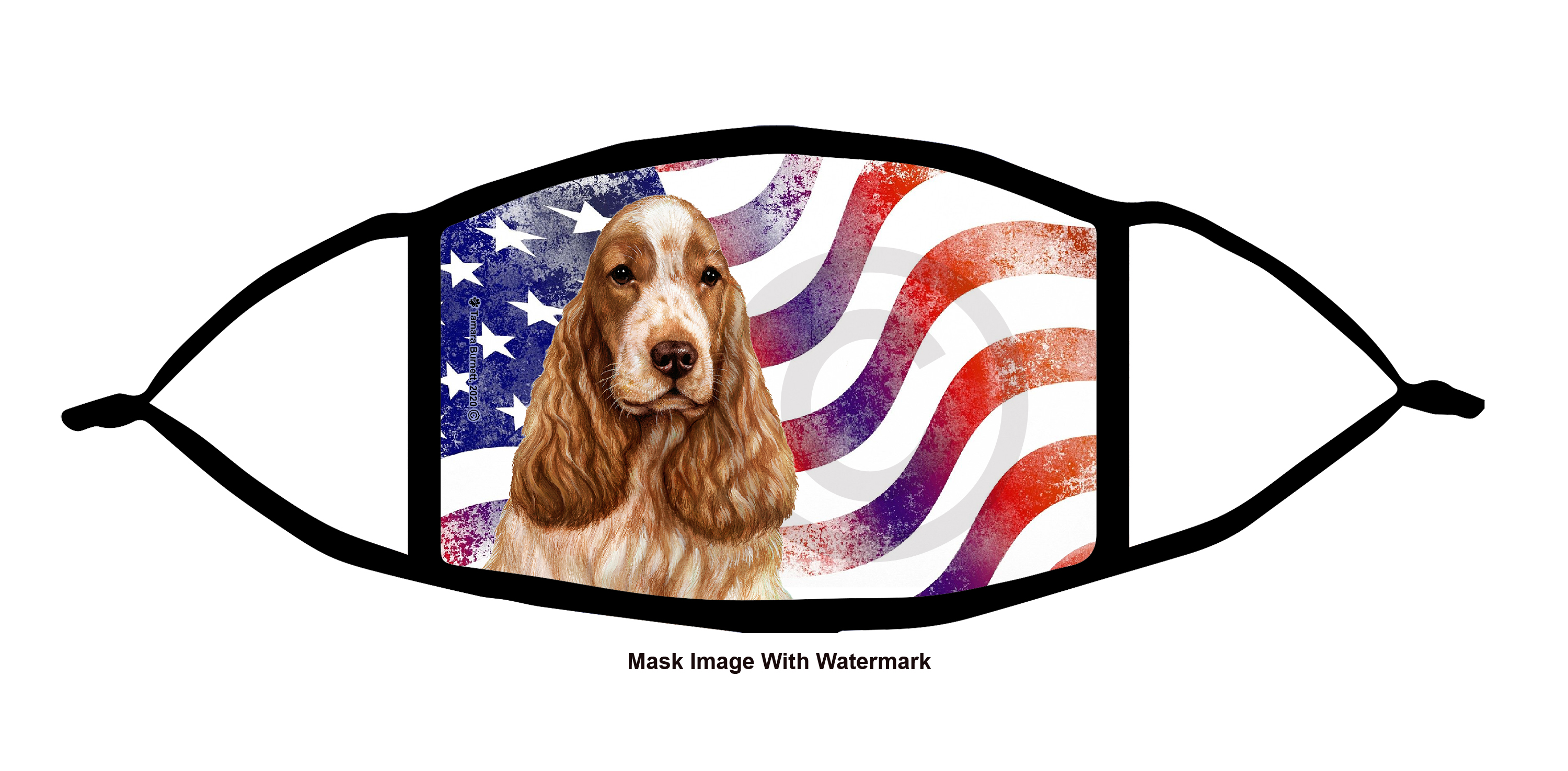English Cocker Spaniel (Orange Roan) Patriotic Pups Cloth Face Mask Image