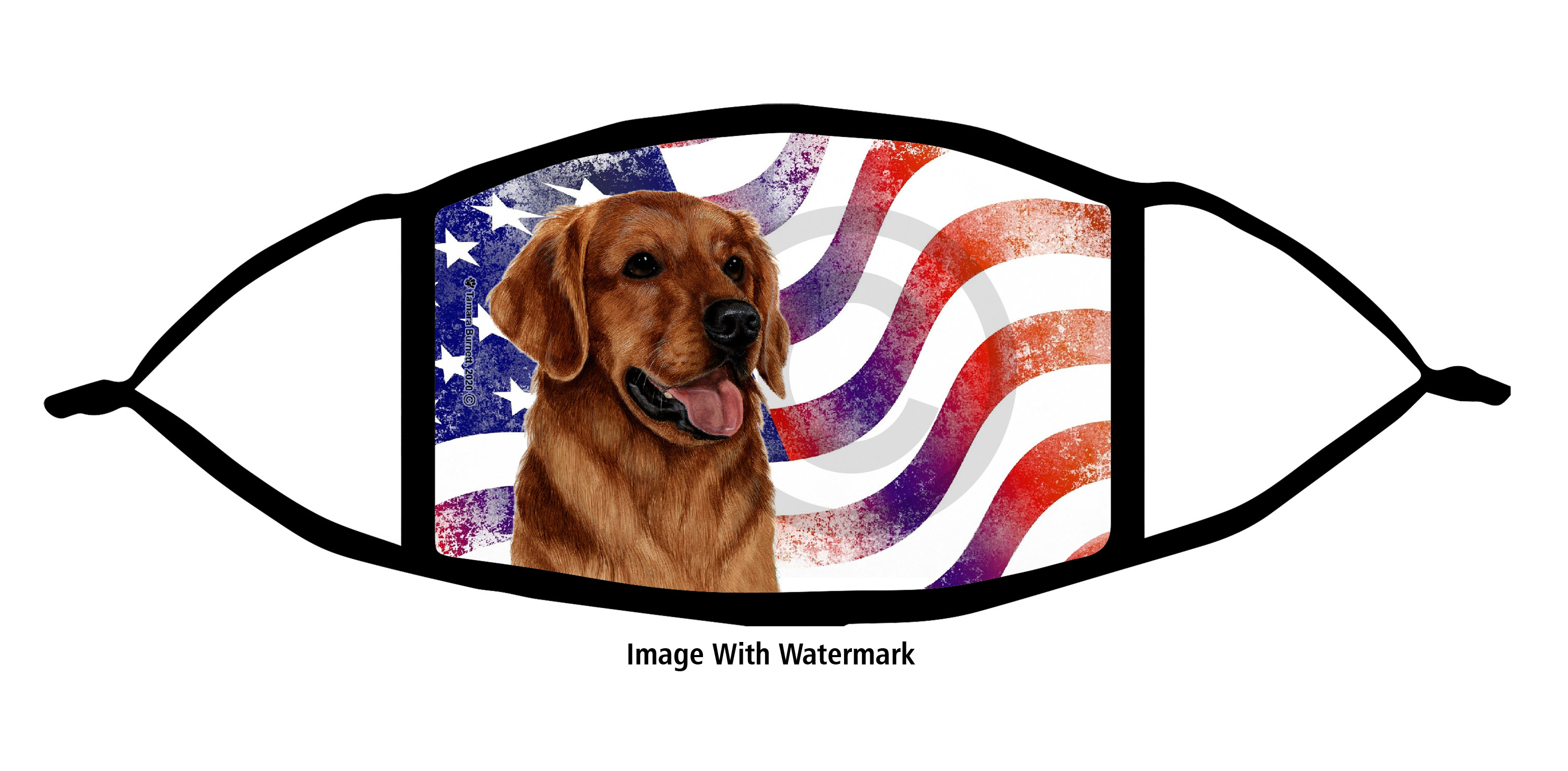Golden Retriever (Red) Patriotic Pups Cloth Face Mask image