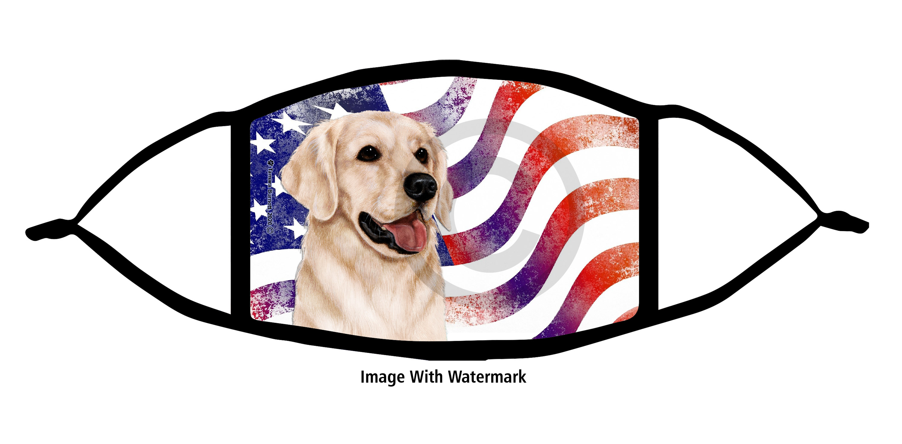 Golden Retriever (White) Patriotic Pups Cloth Face Mask Image