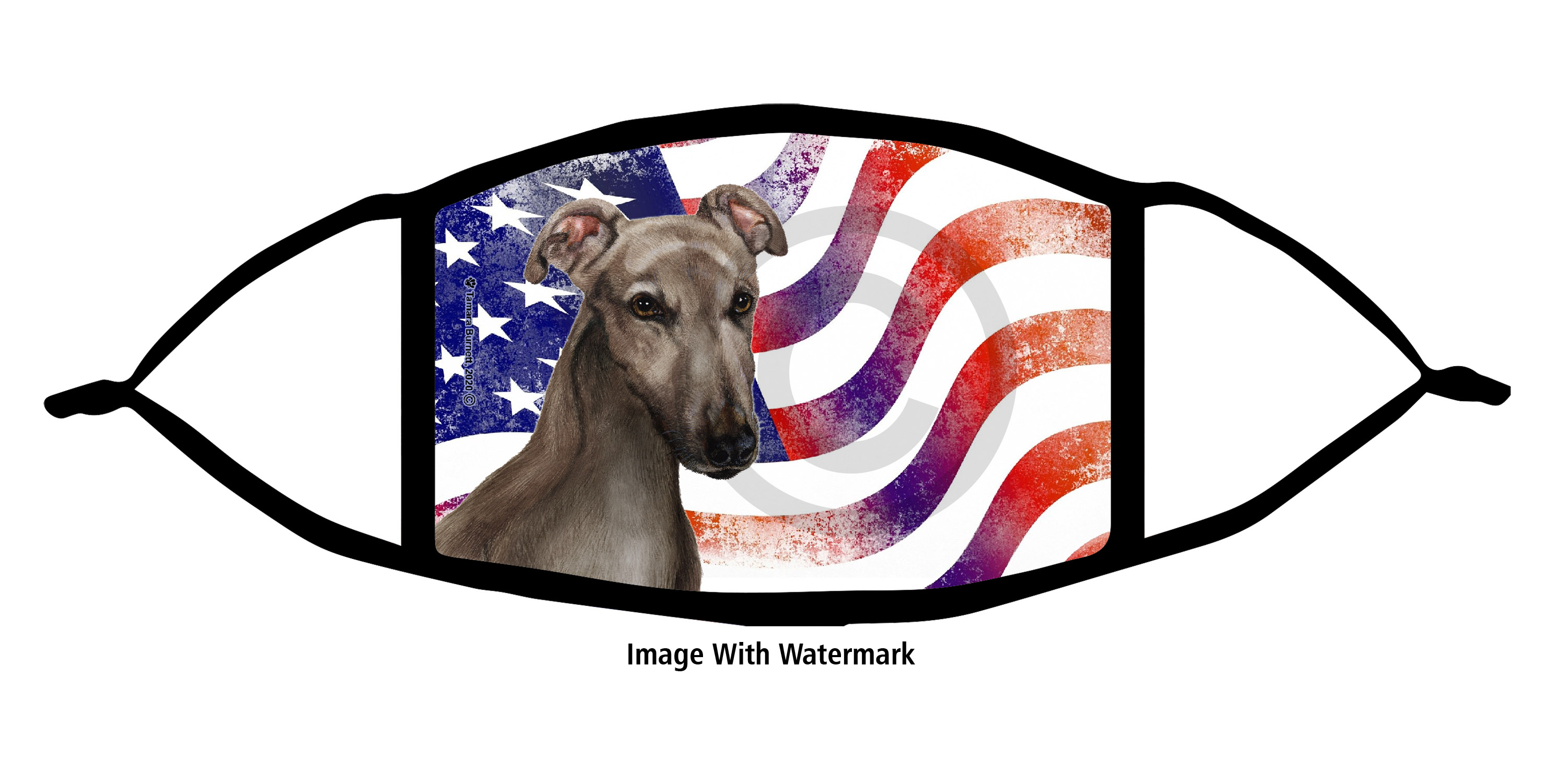 Greyhound (Grey) Patriotic Pups Cloth Face Mask Image