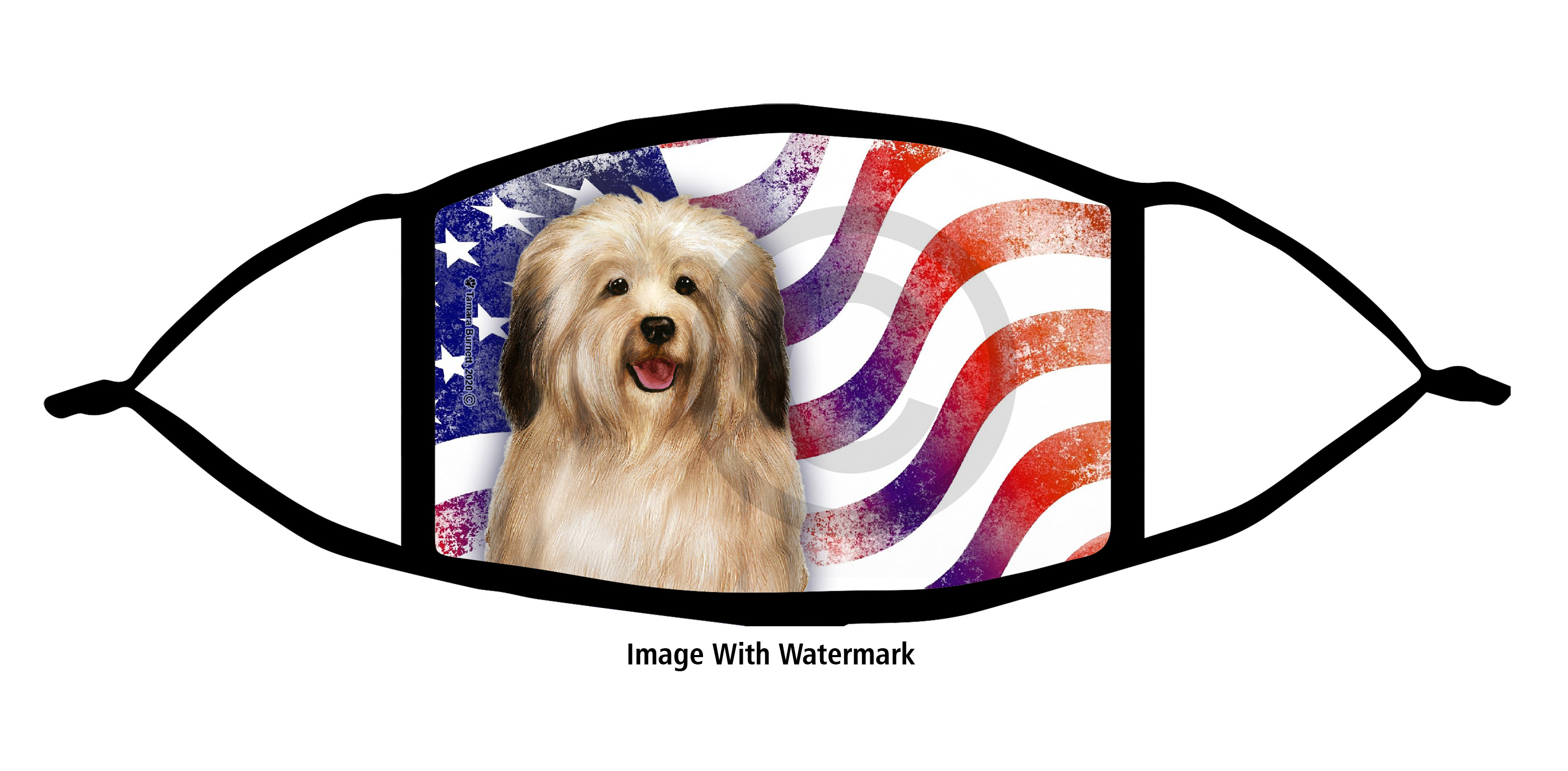Havanese (Cream Sable) Patriotic Pups Cloth Face Mask Image