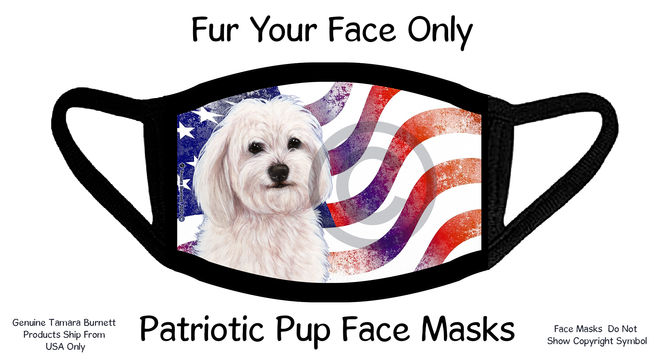 Havanese (White) Patriotic Pups Cloth Face Mask Image