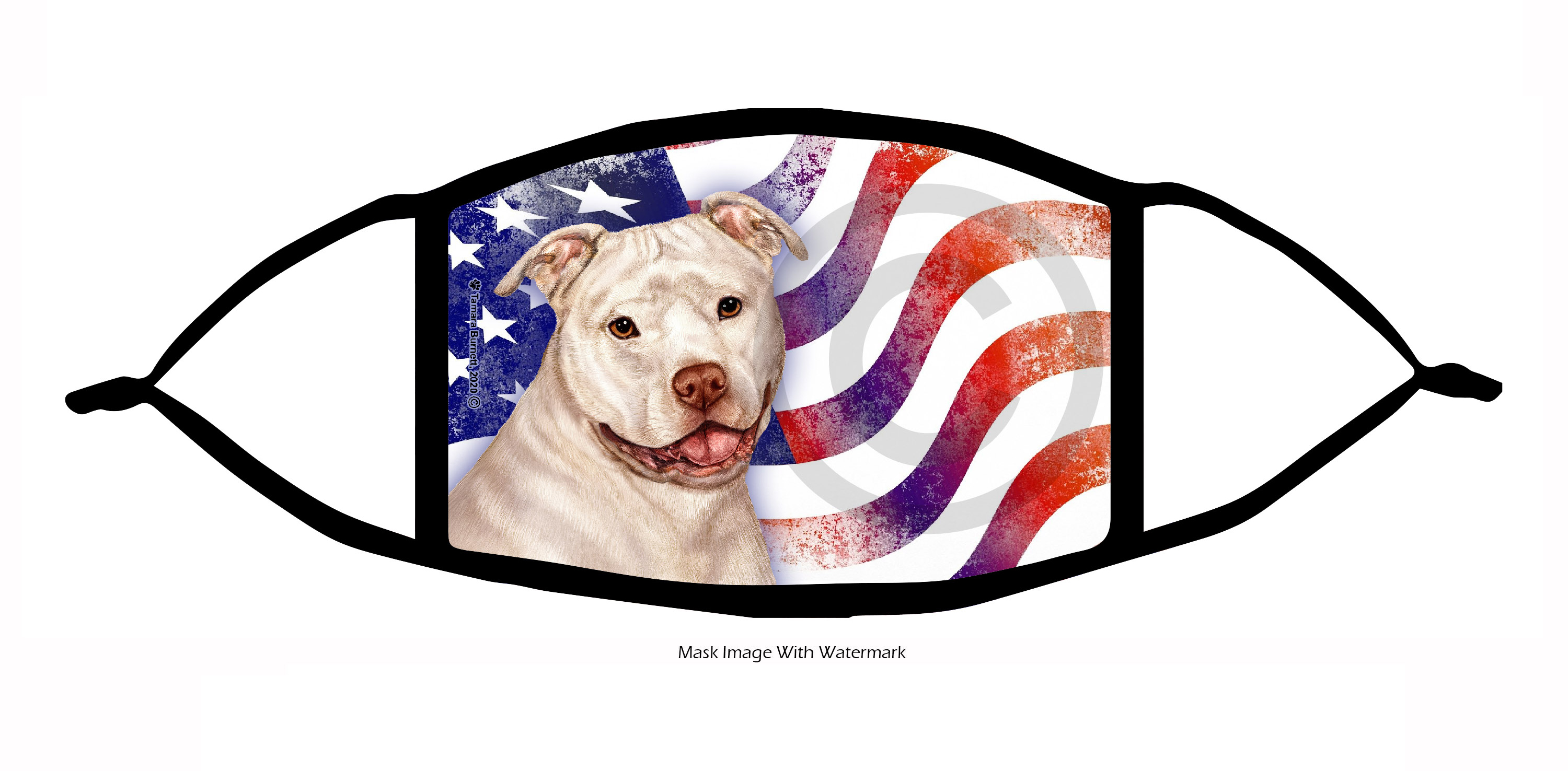 Pit Bull Uncrop White Patriotic Pups Cloth Face Mask Image