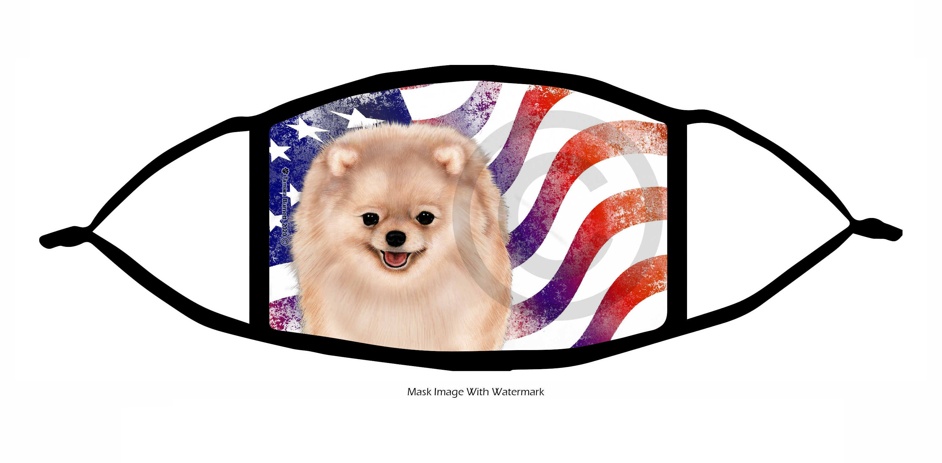 Pomeranian (Cream) Patriotic Pups Cloth Face Mask image
