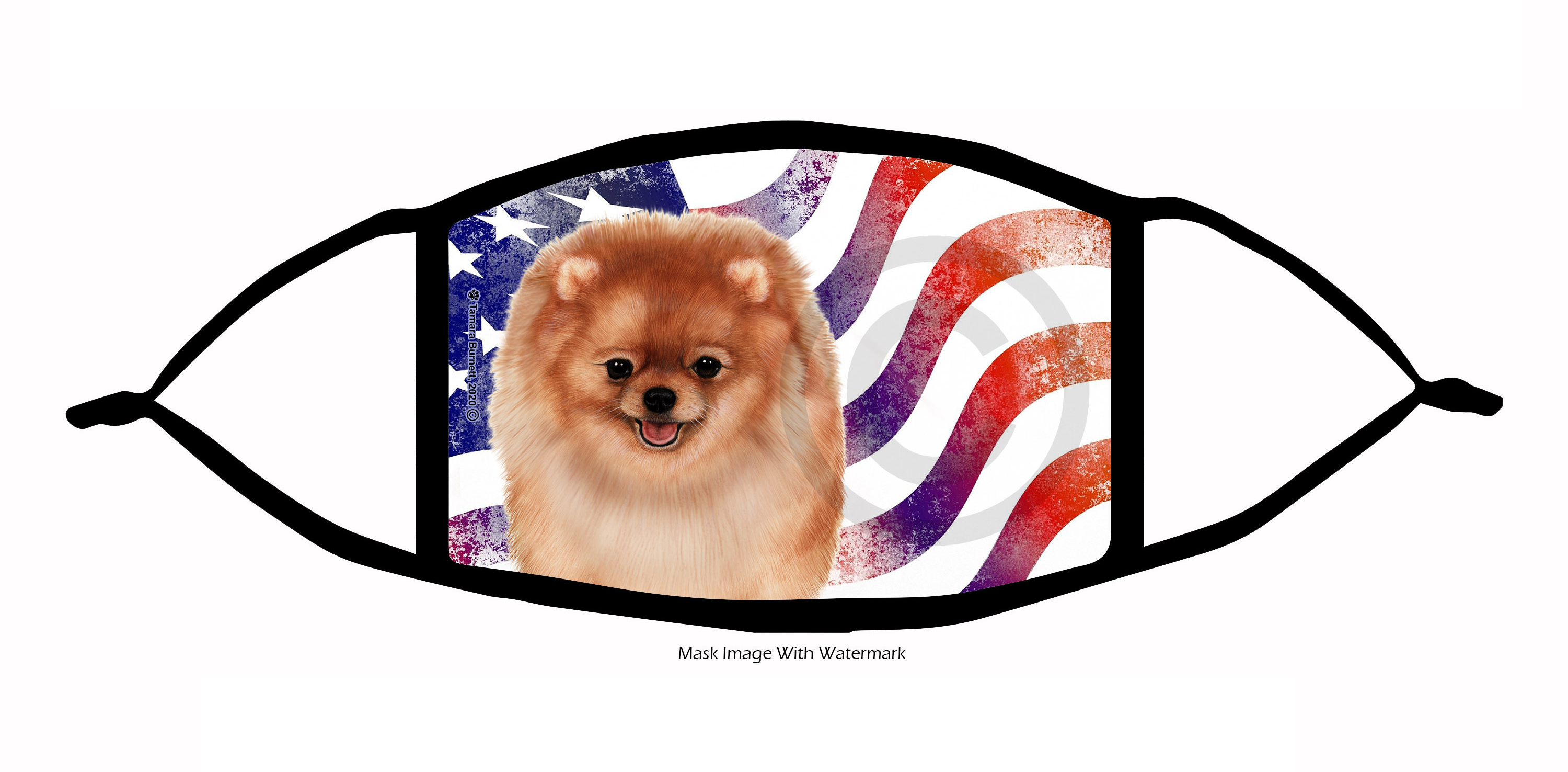 Pomeranian (Orange) Patriotic Pups Cloth Face Mask image
