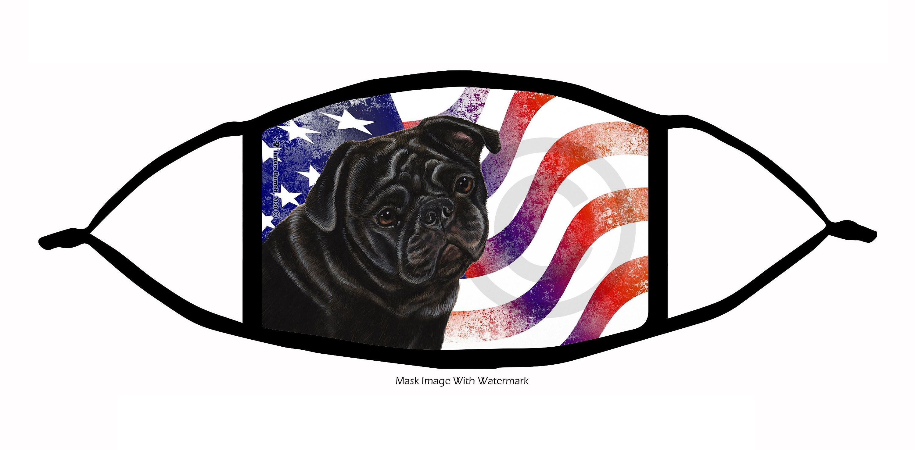 Pug (Black) Patriotic Pups Cloth Face Mask image