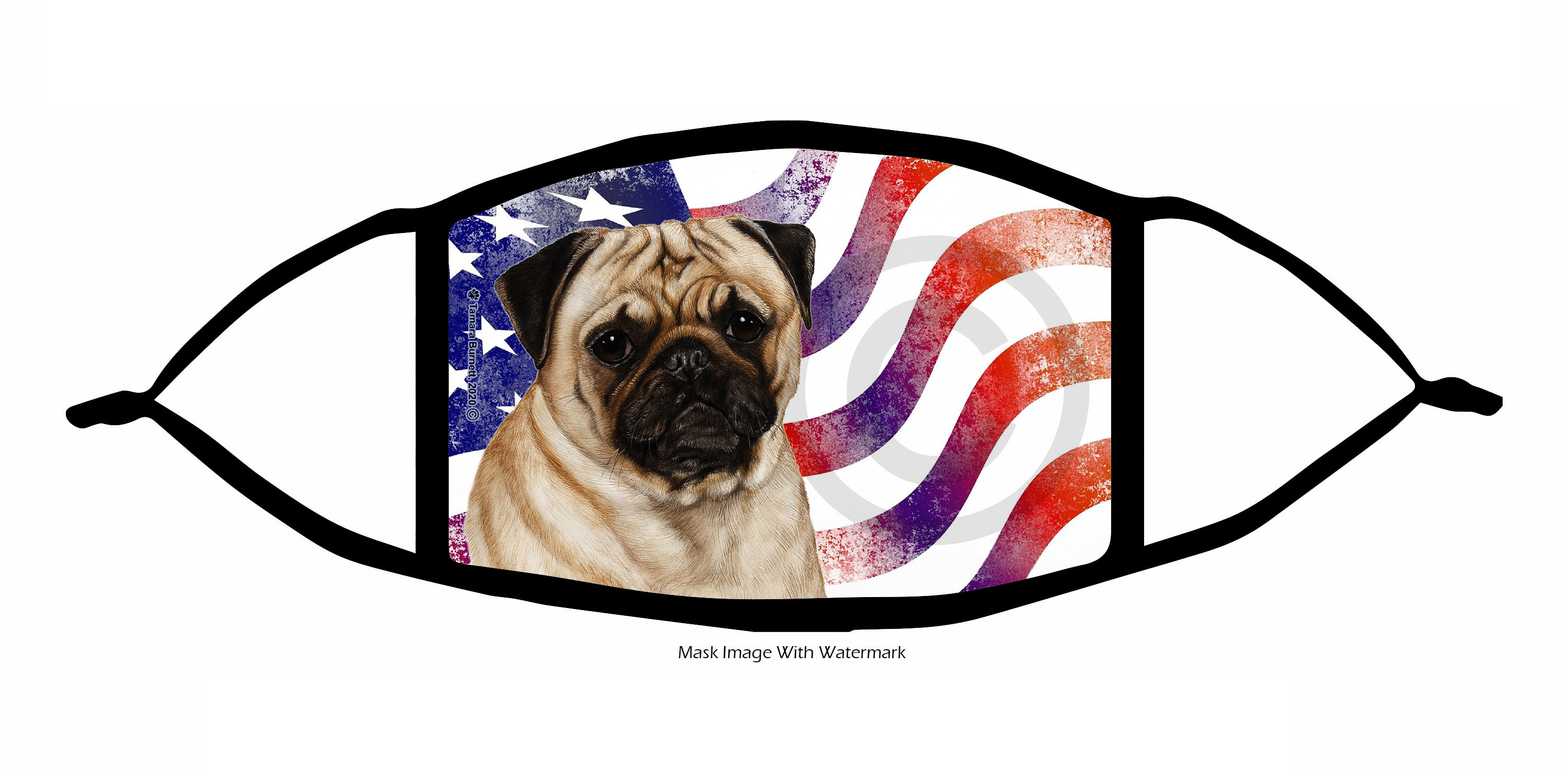 Pug (Fawn) Patriotic Pups Cloth Face Mask image
