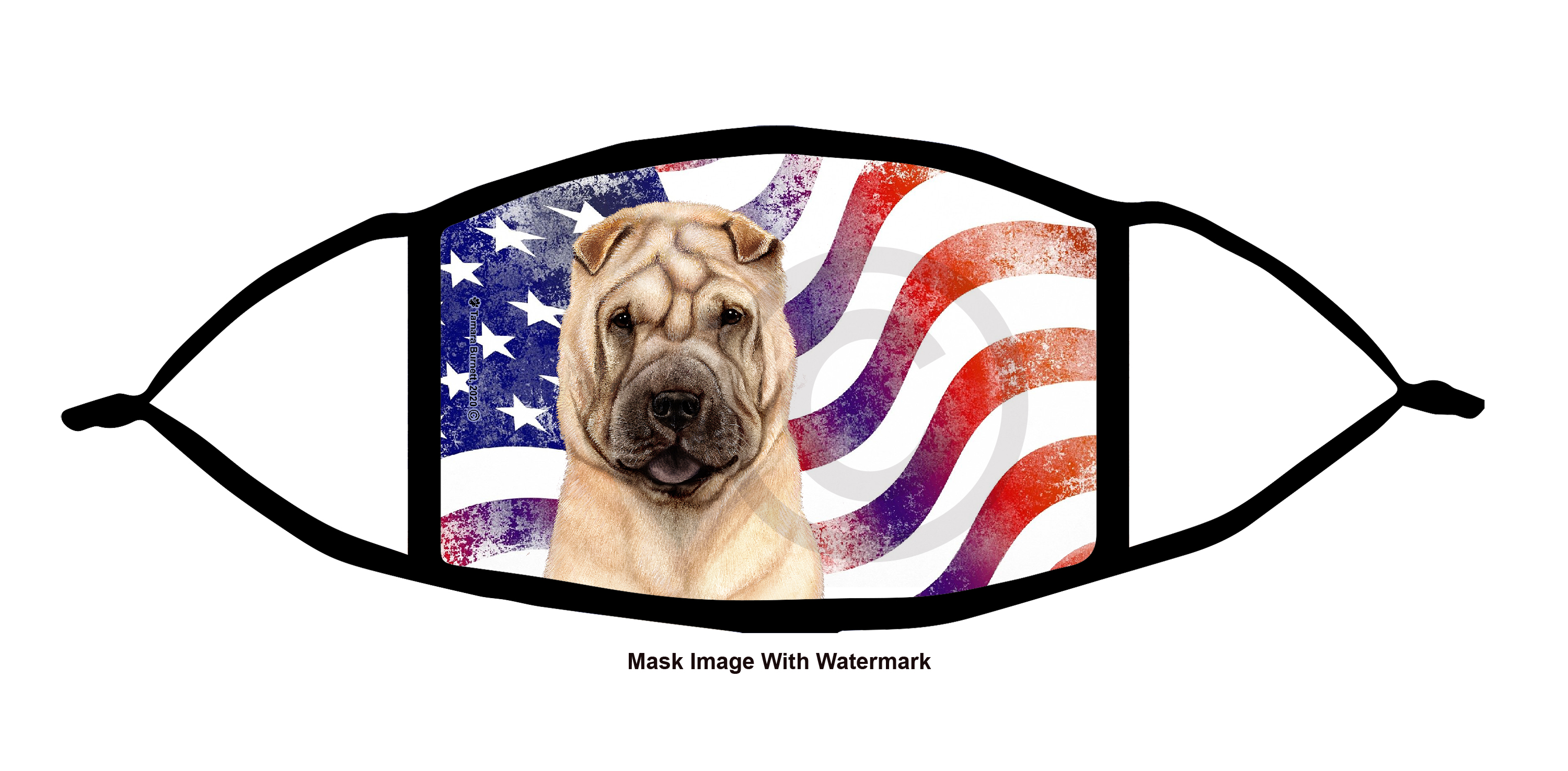Shar Pei (Cream) Patriotic Pups Cloth Face Mask Image