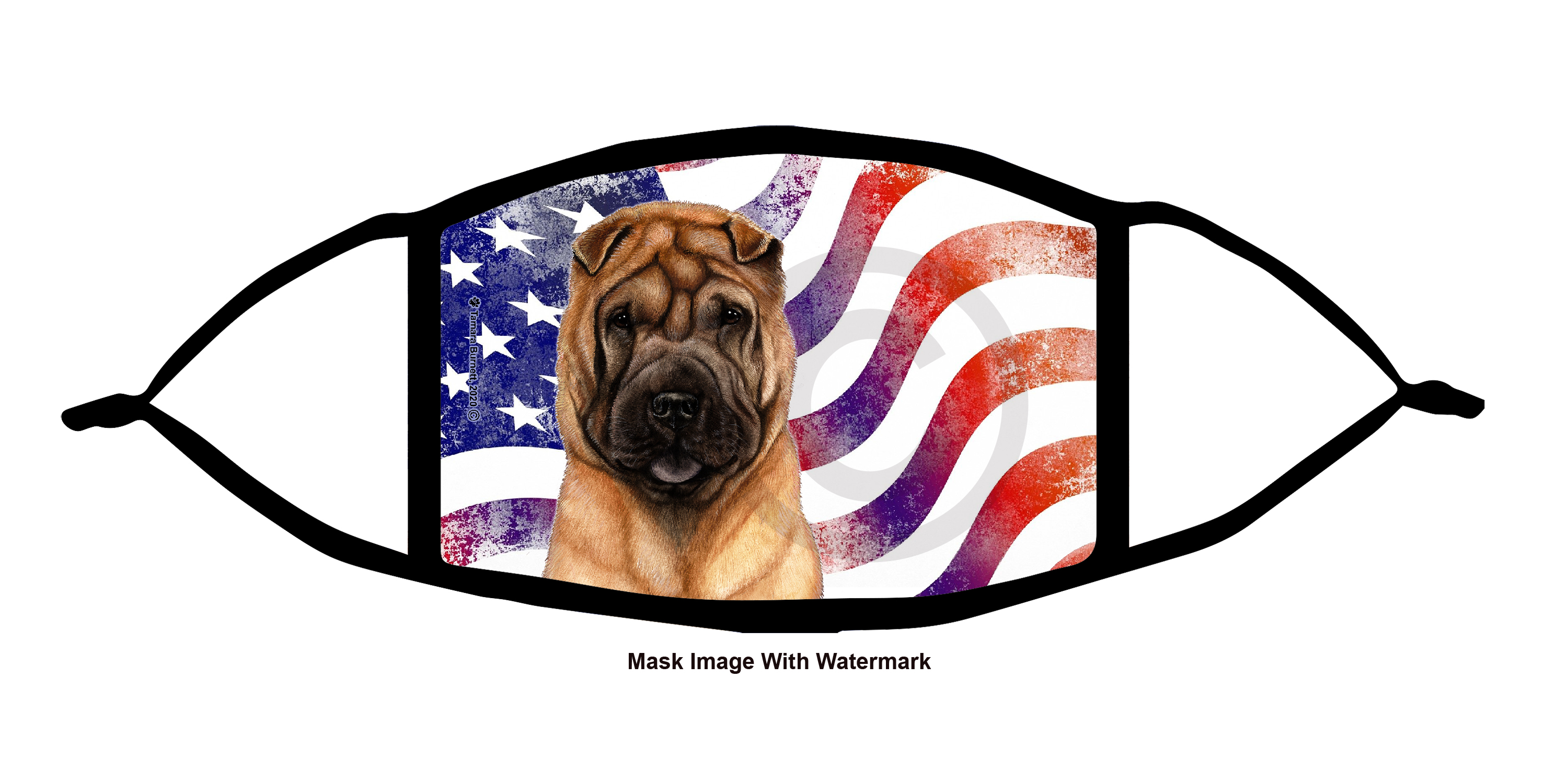 Shar Pei (Fawn) Patriotic Pups Cloth Face Mask Image