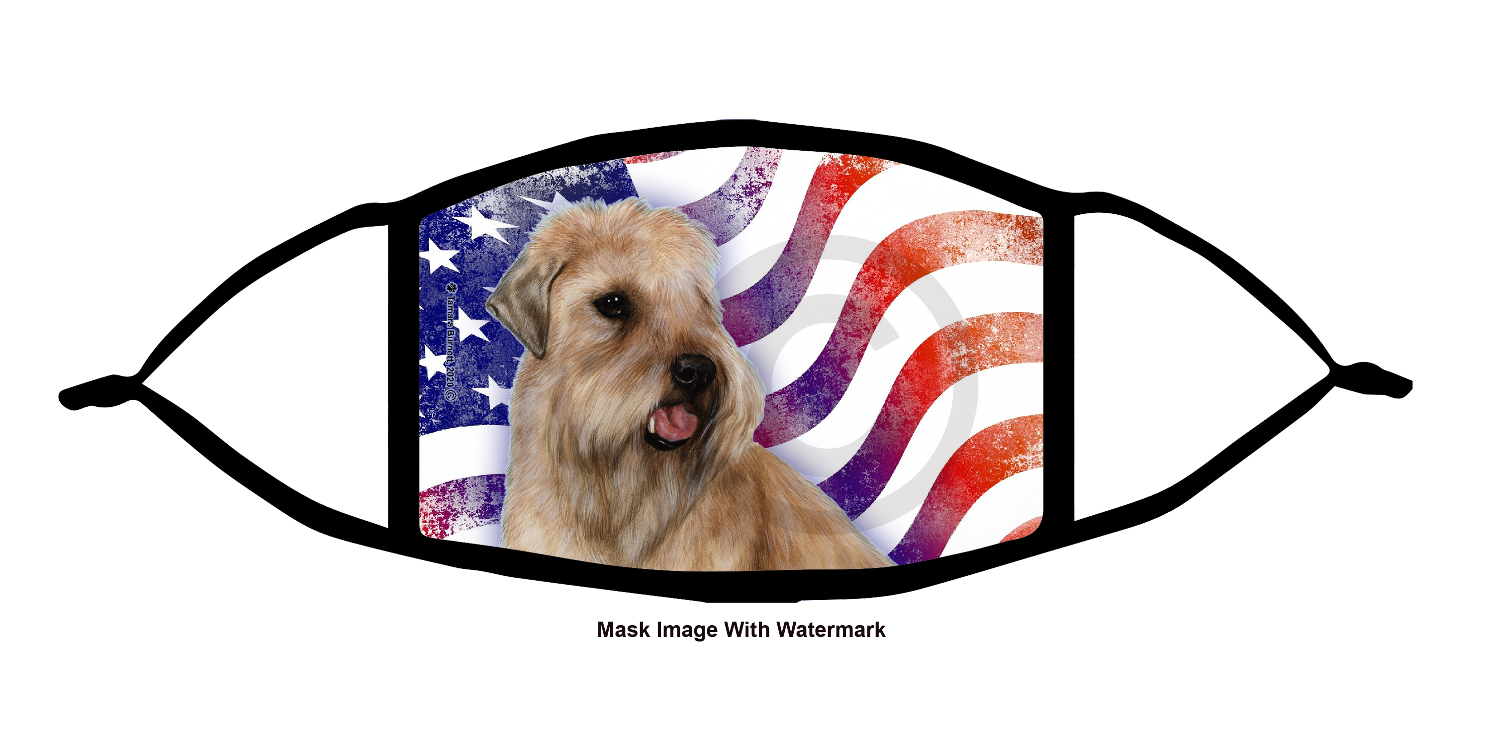 Soft Coated Wheaten Terrier (Show Cut) Patriotic Pups Cloth Face Mask Image