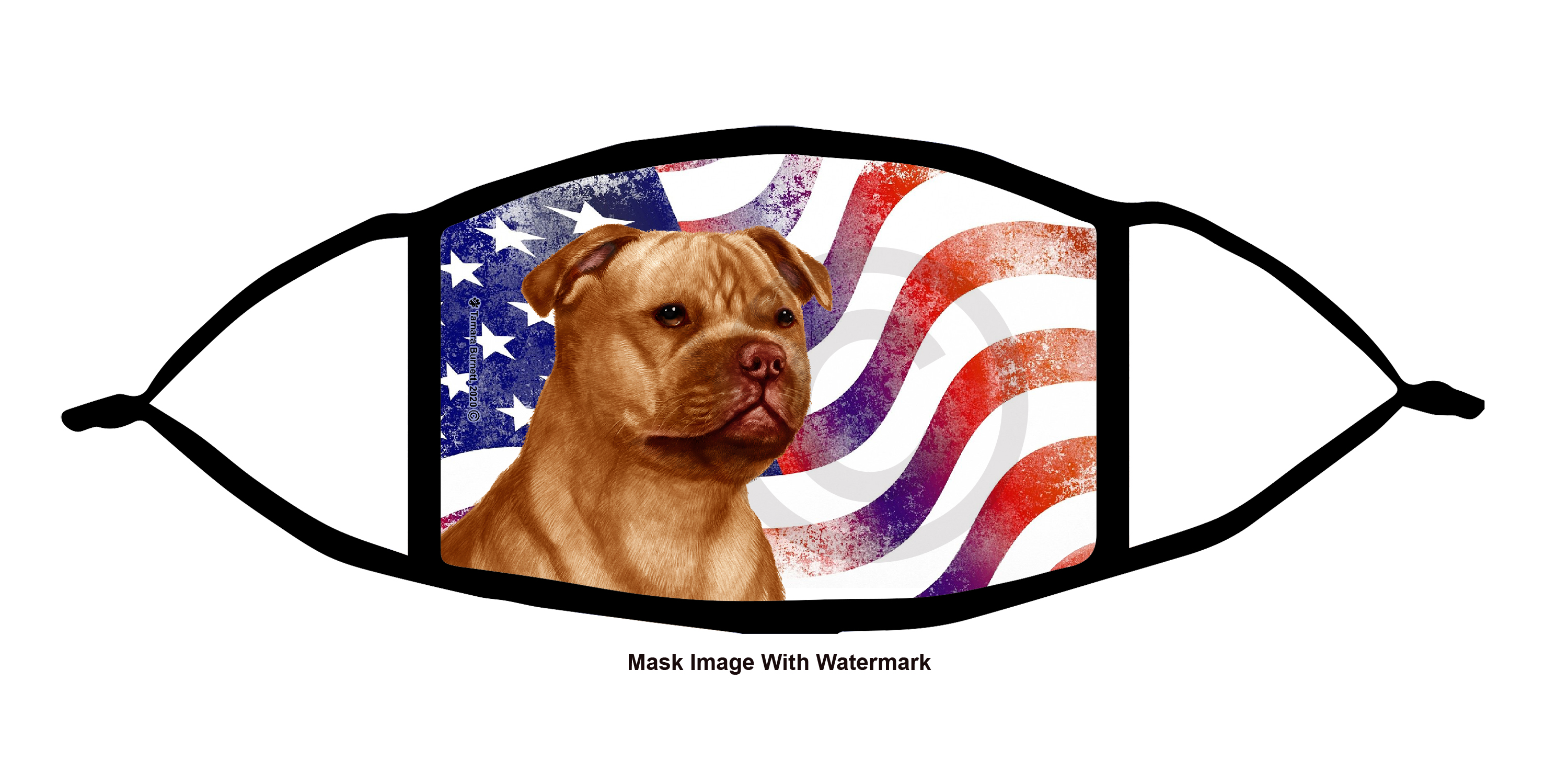 Staffordshire Bull Terrier (Orange) Patriotic Pups Cloth Face Mask Image
