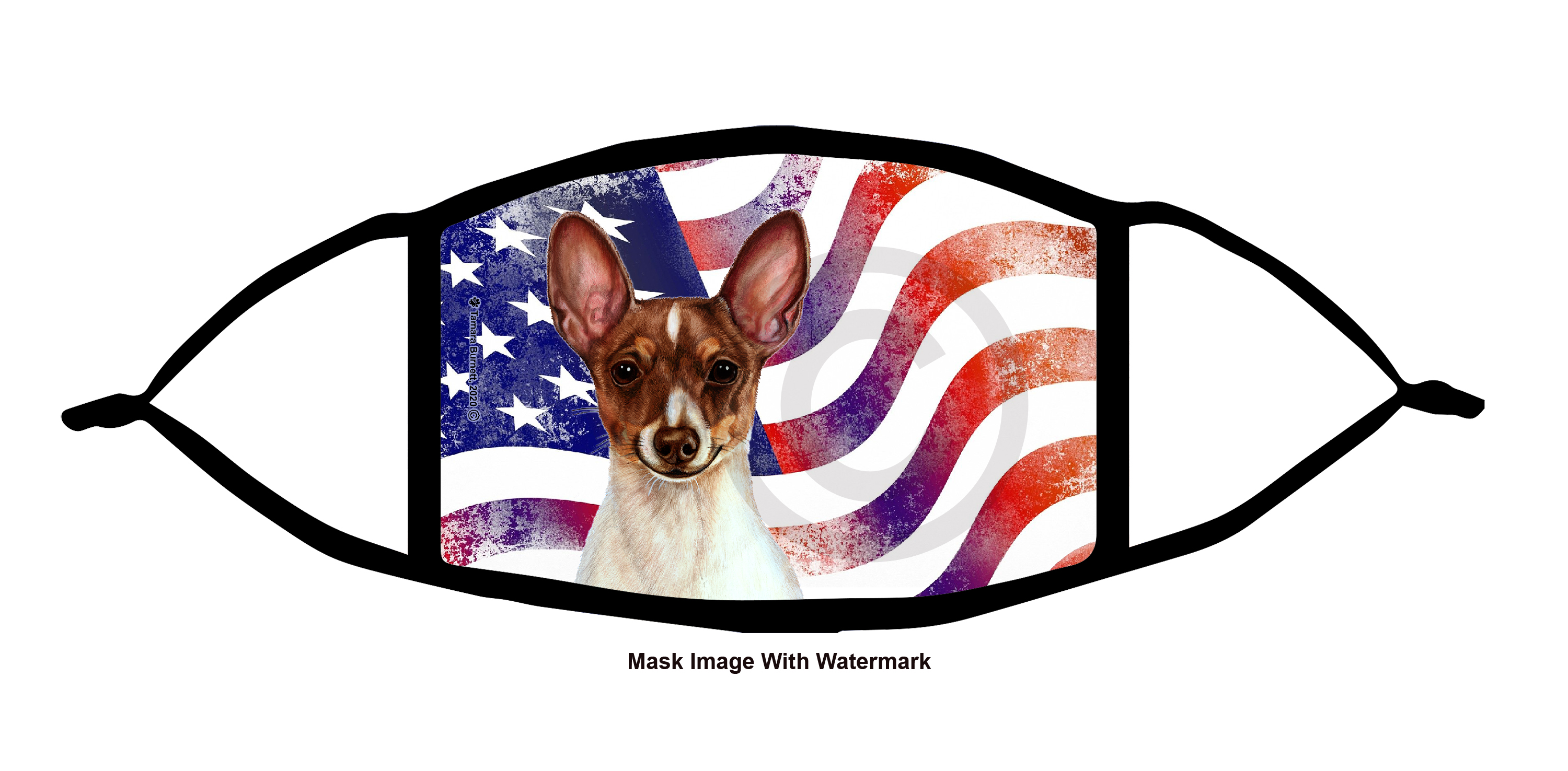 Toy Fox Terrier (Chocolate Tri Color) Patriotic Pups Cloth Face Mask Image
