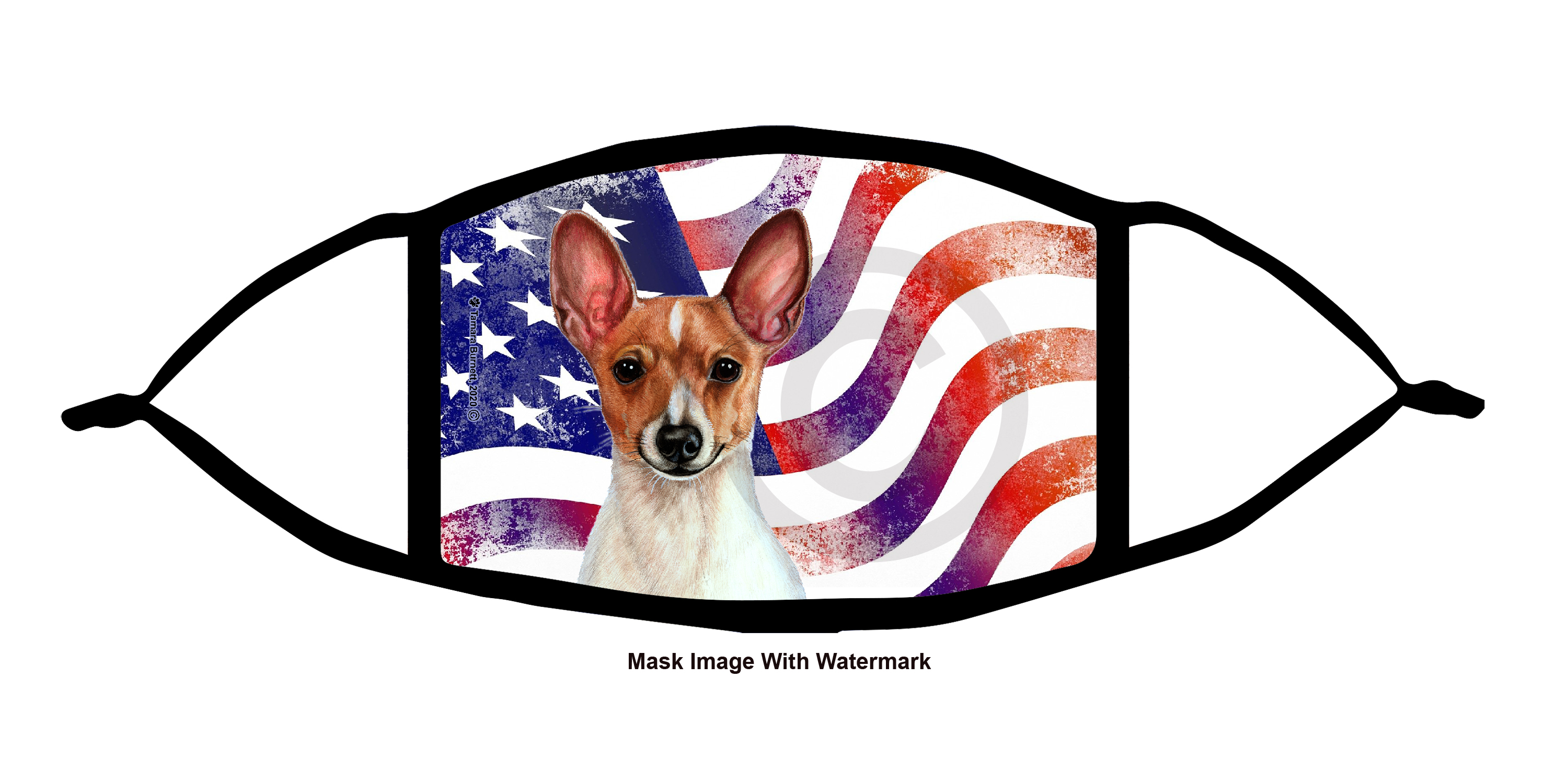 Toy Fox Terrier (Red and White) Patriotic Pups Cloth Face Mask Image