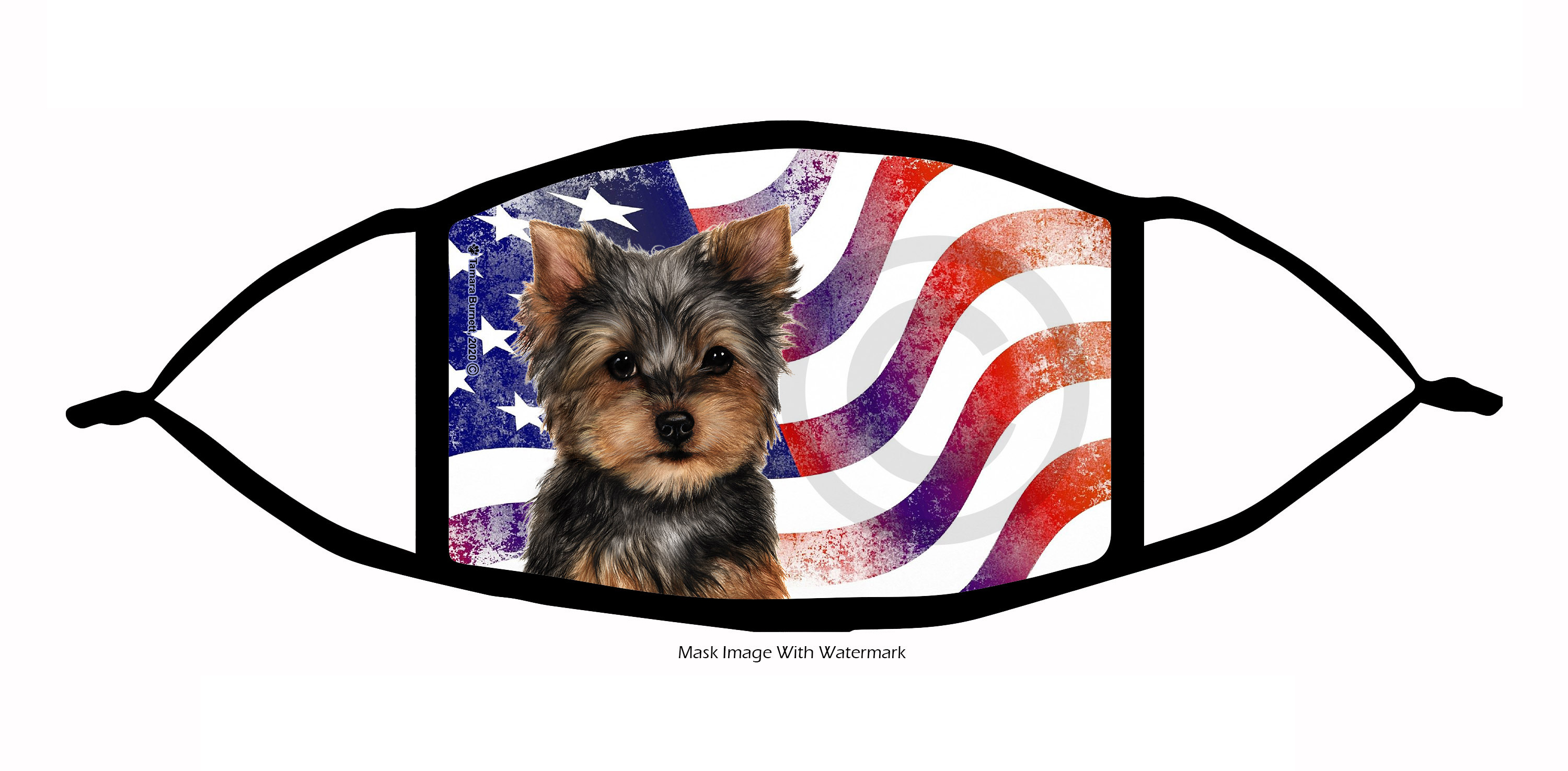 Yorkie (Puppy) Patriotic Pups Cloth Face Mask image