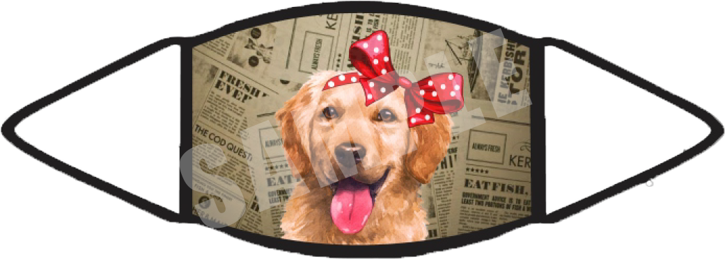 Golden Retriever Pawies Face Mask (Brown) image
