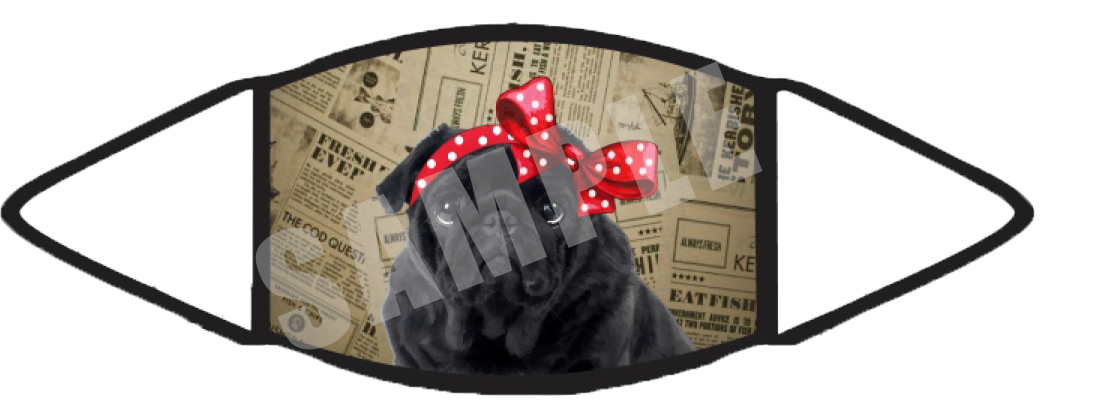Pug Black Pawies Face Mask (Brown) image