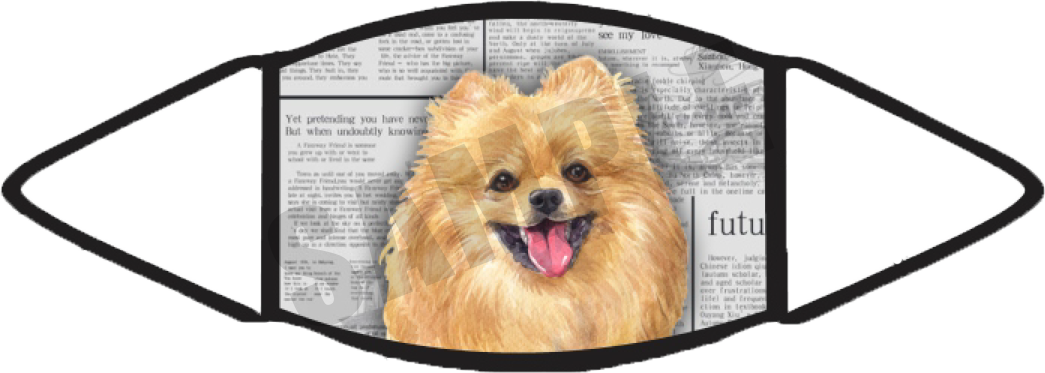 Pomeranian Pawies Face Mask (Newspaper) image