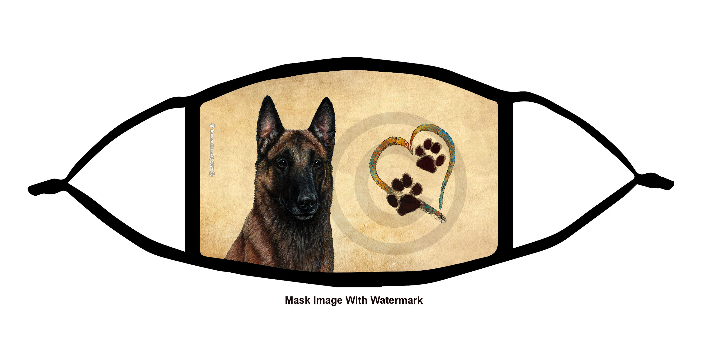 Belgian Malinois (Mahogany) Paws On My Heart Cloth Face Mask image